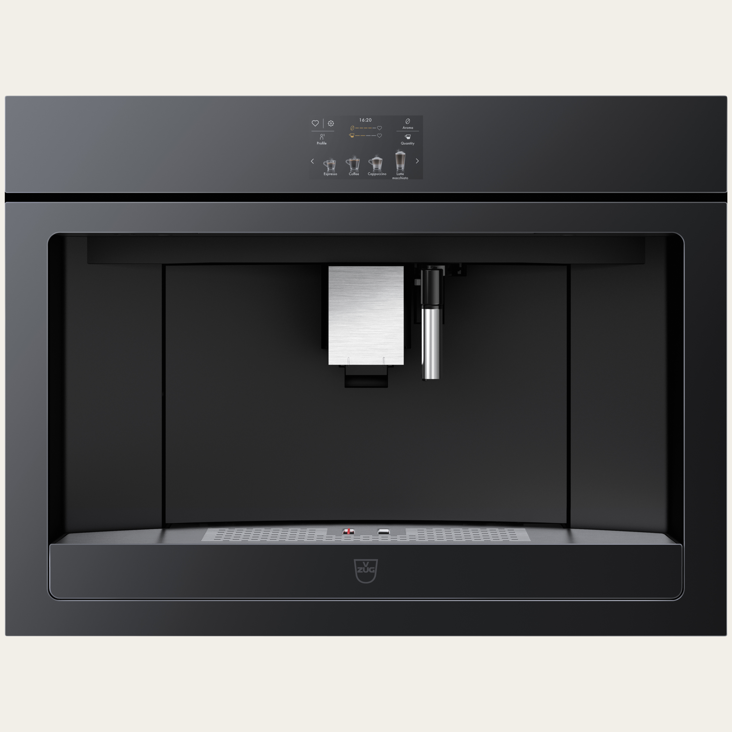 V-ZUG Coffee-Centre CoffeeCenter V6000 45, Standard width: 60 cm, Standard height: 45 cm, Black mirror glass, TouchControl, Energy efficiency: A