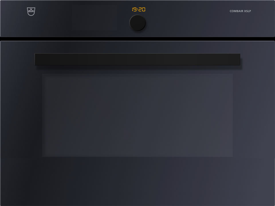 V-ZUG Oven Combair XSLP 60, Standard width: 60 cm, Standard height: 45 cm, Black glass, Handle: Nero design handle, TouchControl and adjusting knob, Pyrolyticself-cleaning