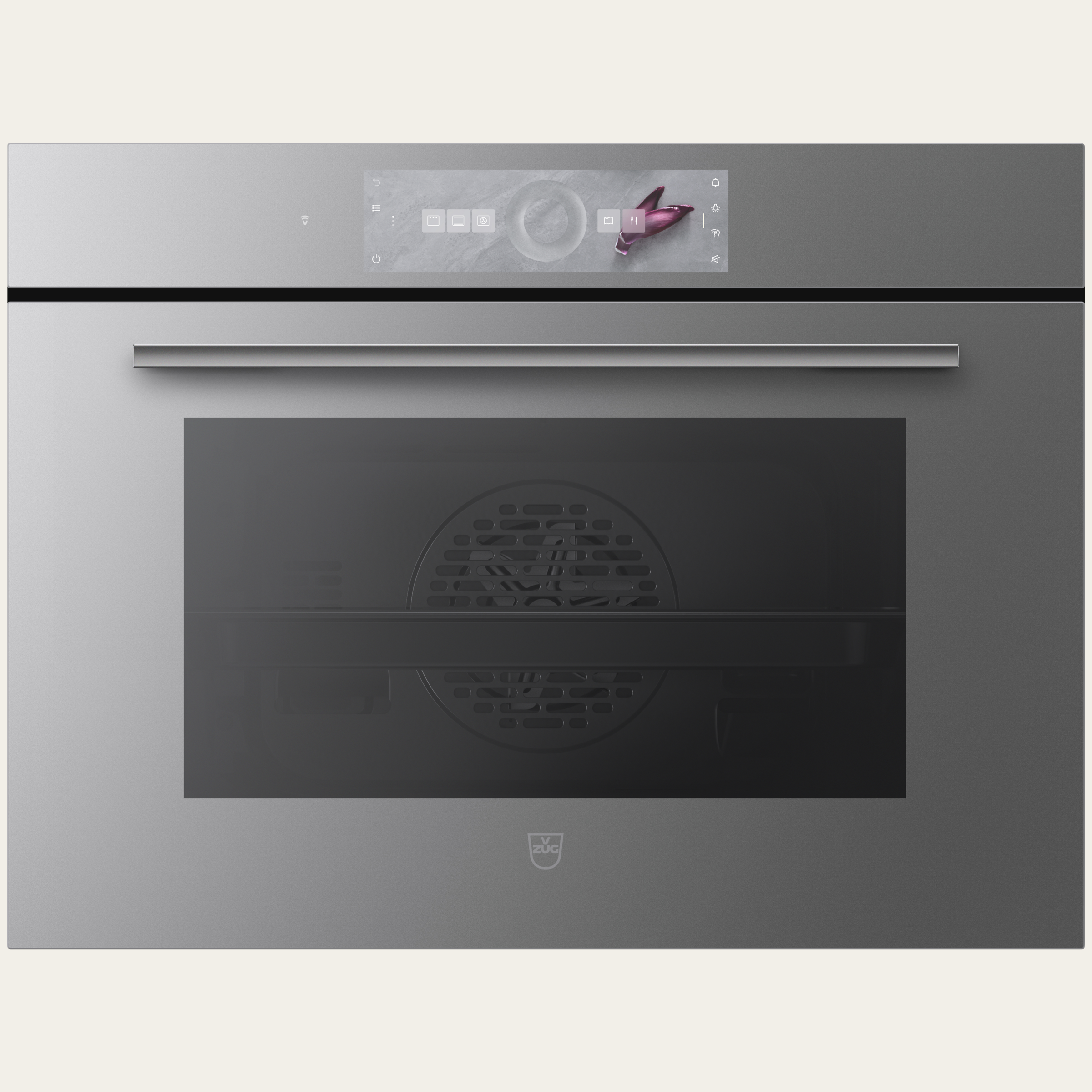 V-ZUG Oven Combair V6000 45P, Standard width: 60 cm,Standard height: 45 cm, Platinum mirror glass, Touchscreen with CircleSlider, V-ZUG-Home, Pyrolytic self-cleaning
