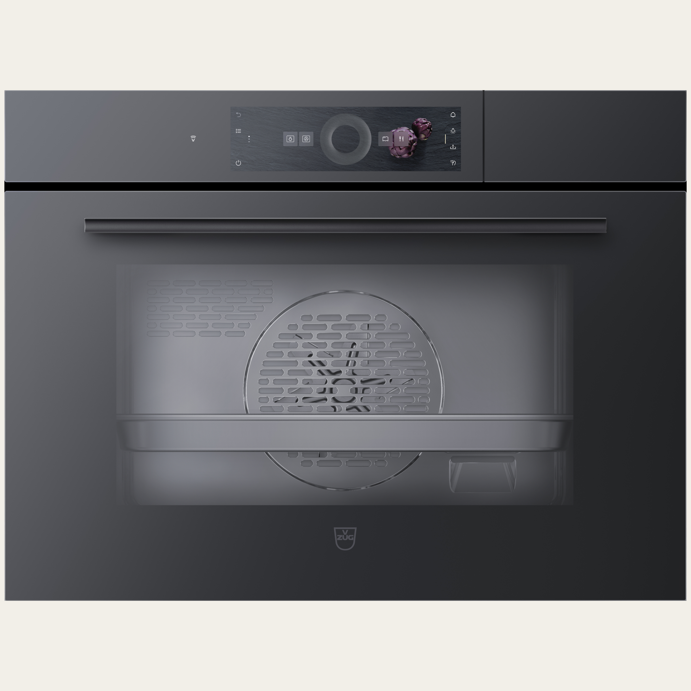 V-ZUG Forno a vapore CombiSteamer V4000 45, Standard di larghezza: 60 cm, Norma per l'altezza: 45 cm, Vetro a specchio nero, Touchscreen con CircleSlider, V-ZUG-Home