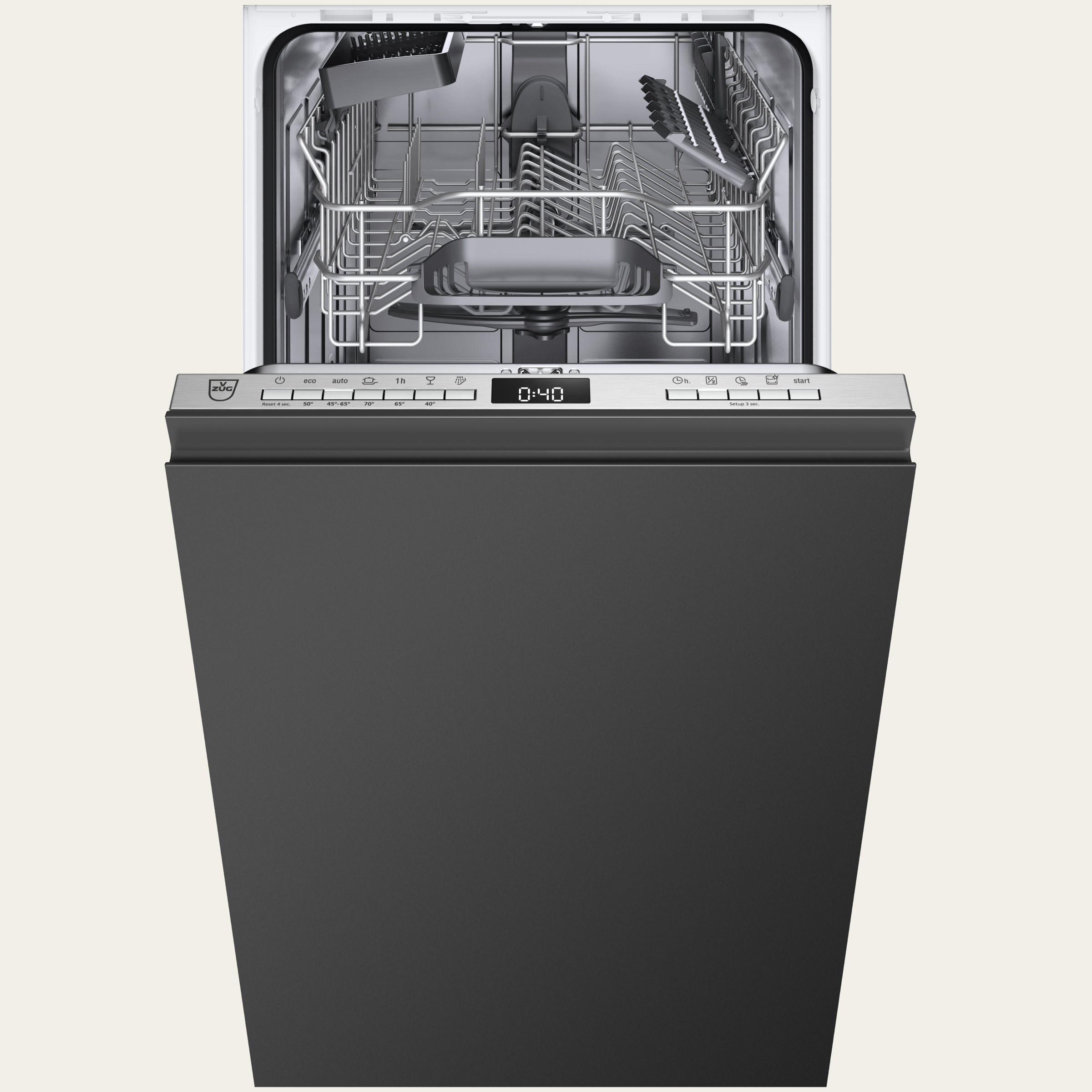 V-ZUG Lave-vaisselle Lave-vaisselle V400 VS, Norme largeur: 45 cm, Entièrement intégrable, Afficheur à 7 segments