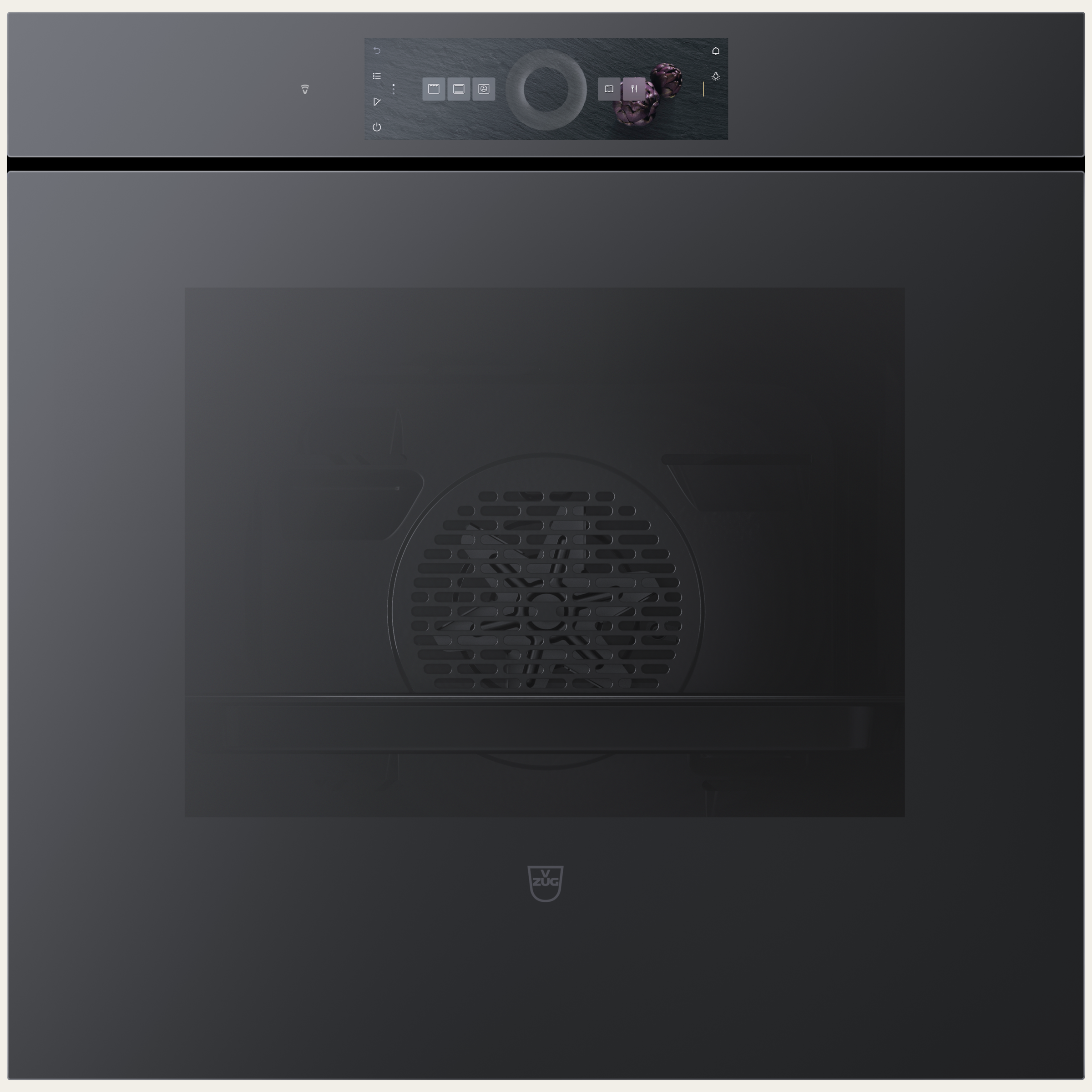 V-ZUG Backofen Combair V6000 60P, Breitennorm: 60 cm, Höhennorm: 60 cm, Spiegelglas Schwarz, Grifflos, Touchscreen mit CircleSlider, V-ZUG-Home, Pyrolytische Selbstreinigung