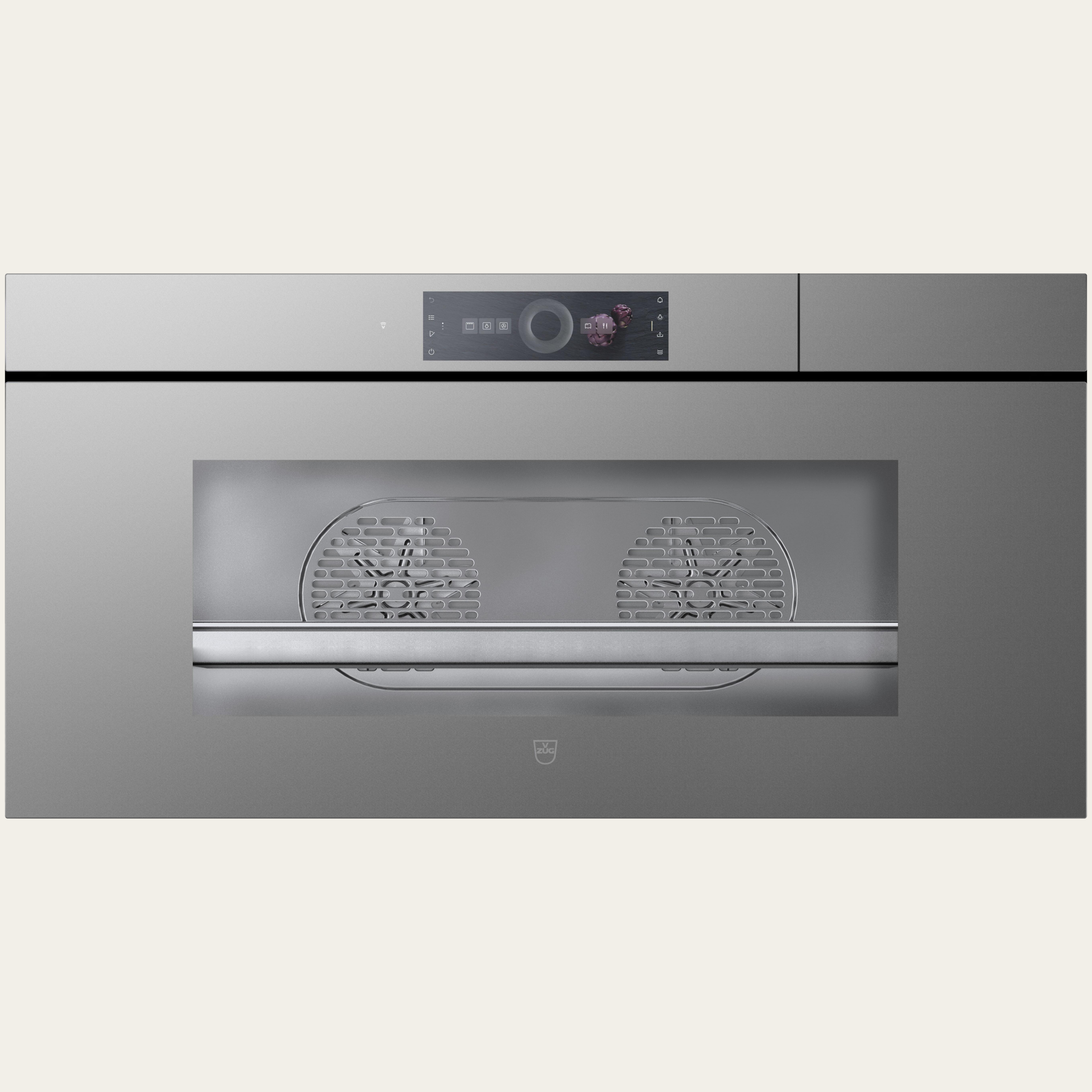 V-ZUG Steam cooker CombiSteamer V6000 45L Grand, Standard width: 90 cm, Standard height: 45 cm, Platinum mirror glass, Handle-Free, Touchscreen with CircleSlider, V-ZUG-Home