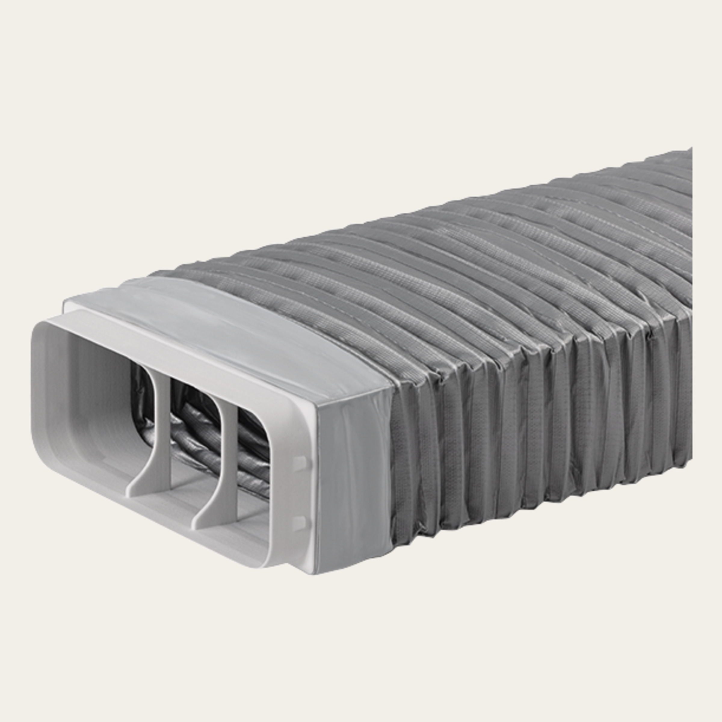 Prime Flachkanal, flexibel, Umlenkung und Drehung bis 90°, B 222 x H 89 x T 250 - 550 mm