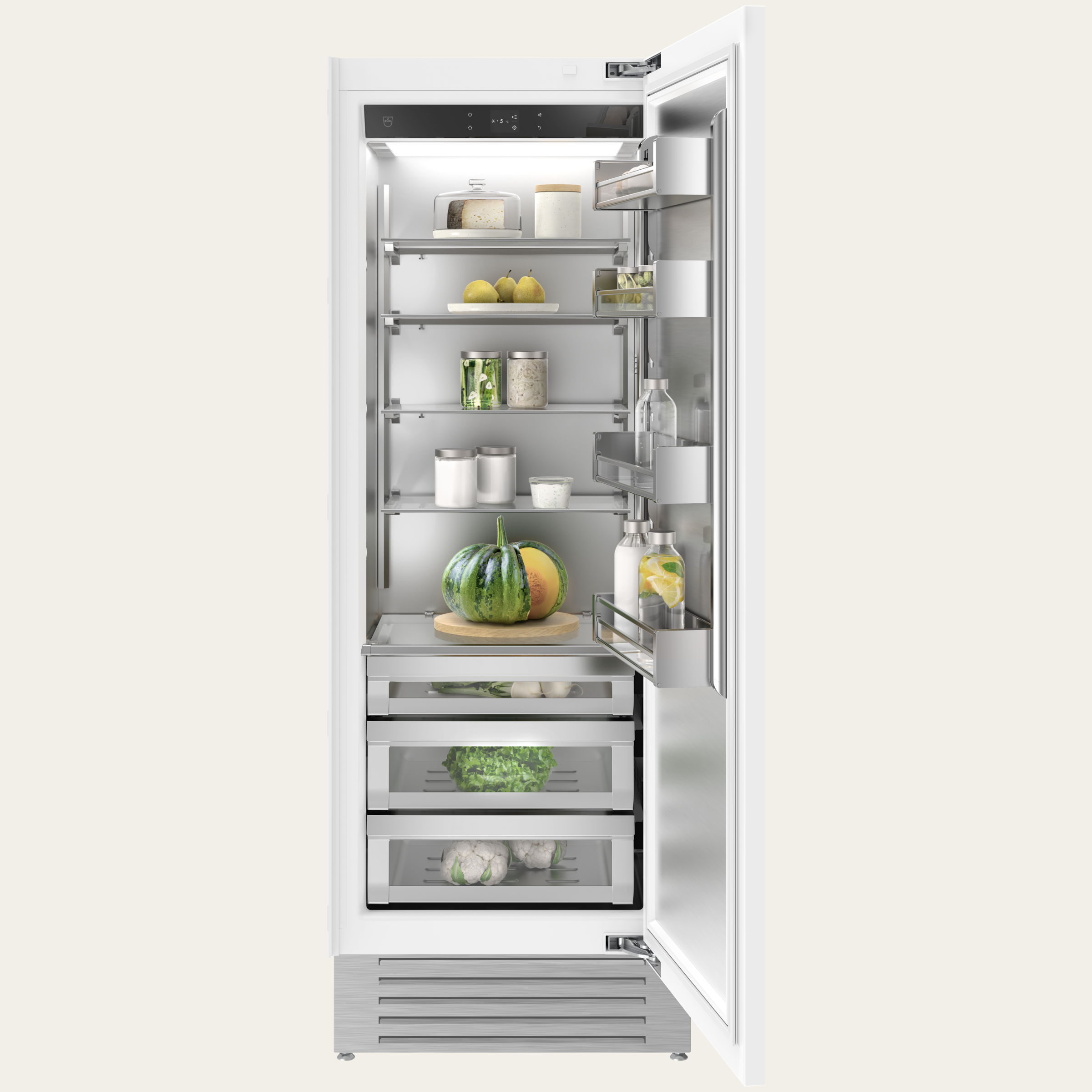 V-ZUG Refrigerator/freezer Cooler V6000 75 Supreme, Standard width: 75 cm,Standard height: 205 cm, Fully integratable, Door hinge:Right,Energyefficiency rating: E, TouchControl