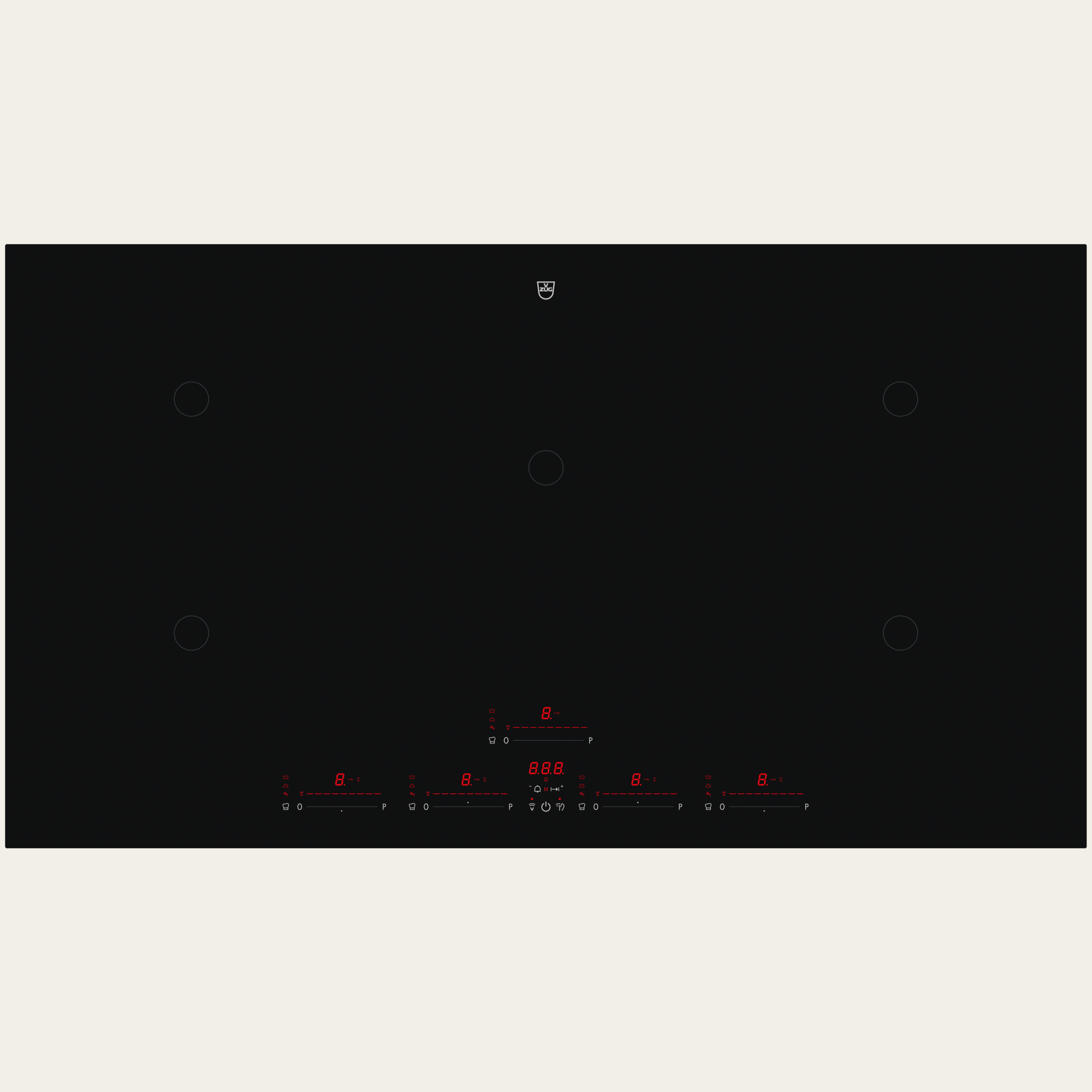 V-ZUG Hob CookTop V6000 I905, Induction, Standard width: 90 cm, BlackDesign, DualDesign, OptiLink, Multi-Slider/direct selection, Slider control, Cooking zones: 5