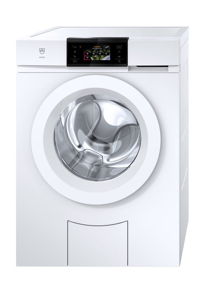 V-ZUG Waschmaschine, AdoraWaschen V2000, Türanschlag: rechts, V-ZUG Home, Anzeige: Vollfarbiges Grafikdisplay Touch, Nennkapazität: 8.0 kg,Design Türe: Weiss, Einlauf 3 Meter