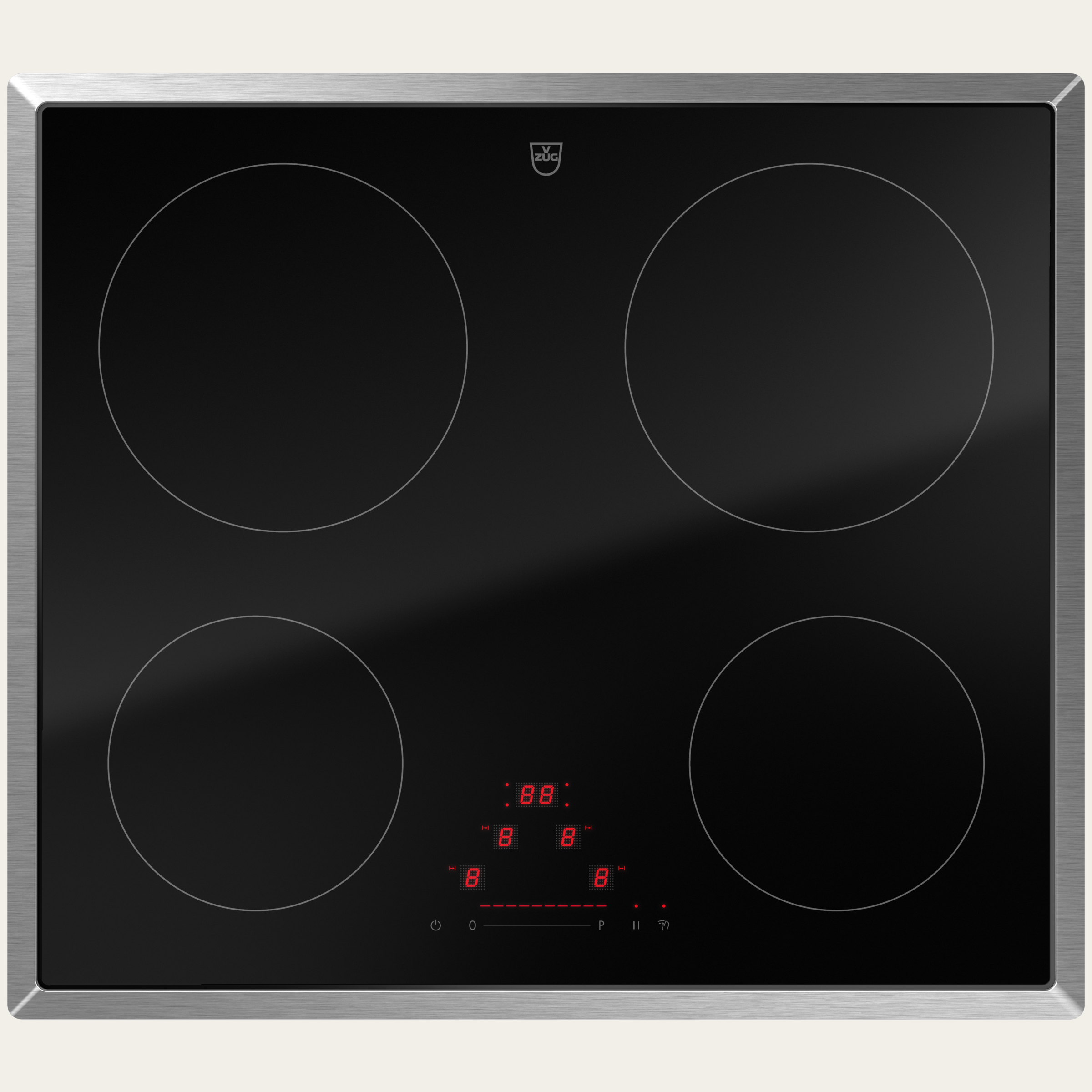 V-ZUG Hob CookTop V2000 I604, Induction, Standard width: 60 cm, BlackDesign, Chrome frame, Single slider,Slider control, Cooking zones: 4