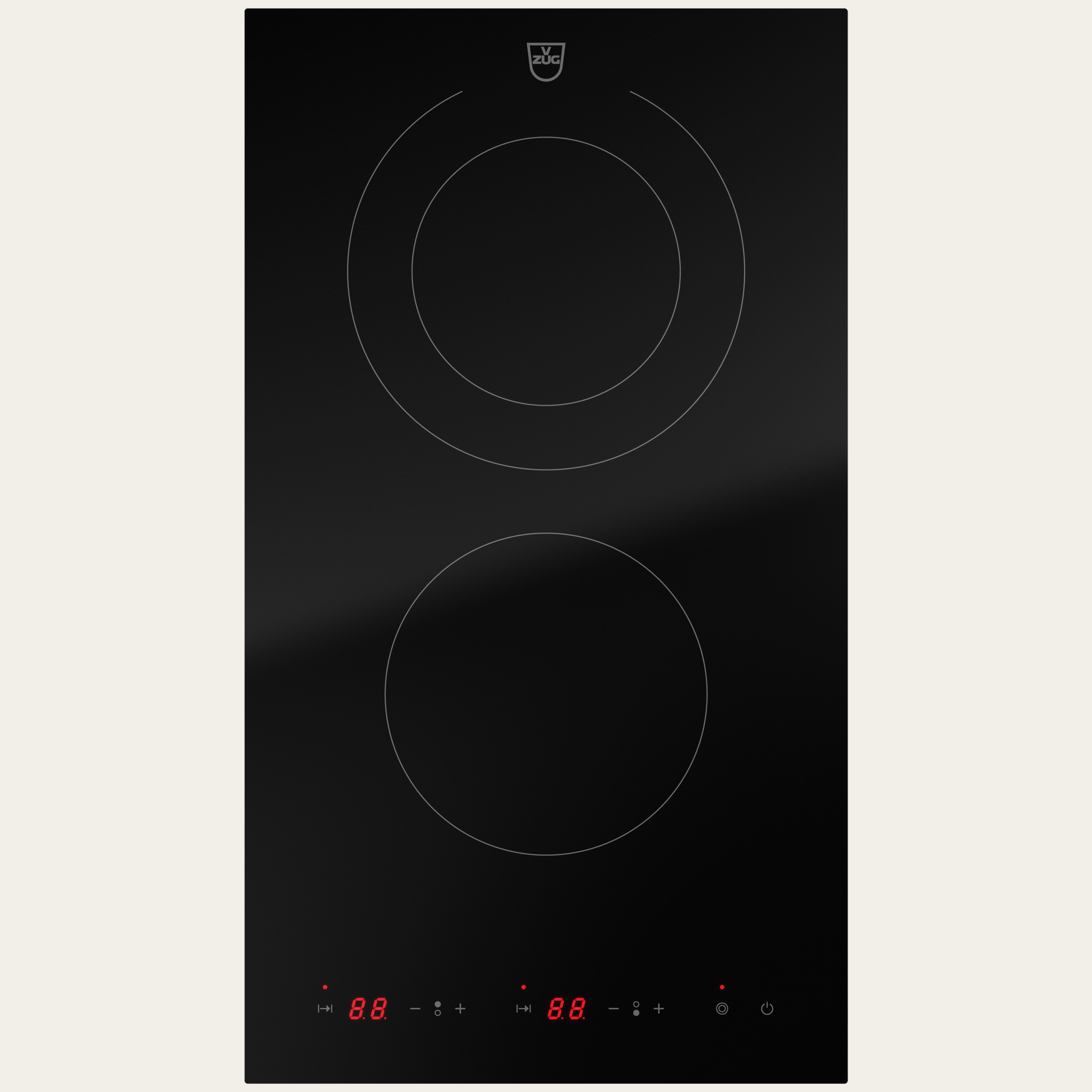 V-ZUG Kochfeld CookTop V2000 A302, Strahlungsheizkörper, Breitennorm: 30 cm, BlackDesign, DualDesign, TouchControl, Kochzonen: 2