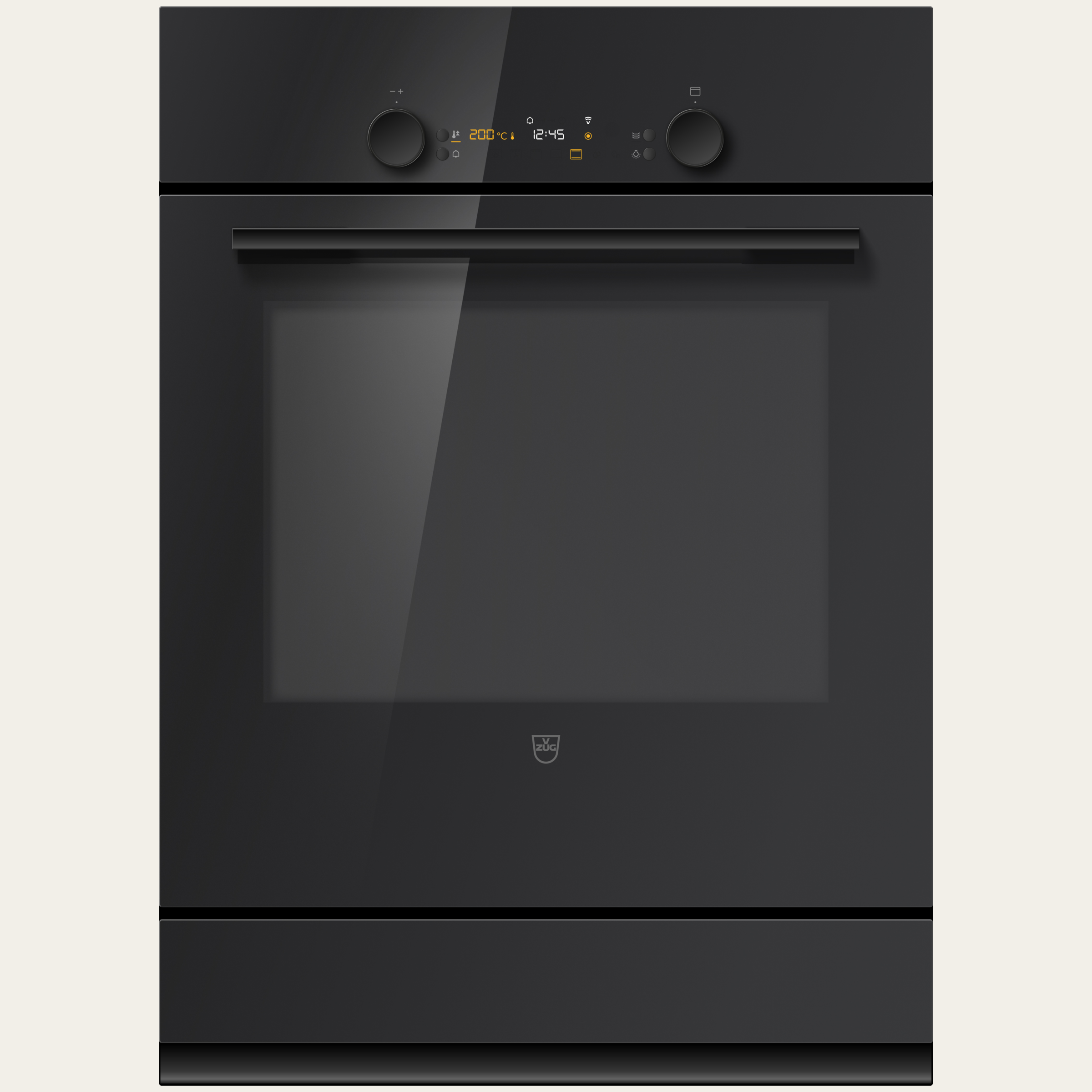 V-ZUG Backofen Combair V600 7UC, Breitennorm: 55 cm, Höhennorm: 76.2 cm, Glas Nero, Griff: Nero, Einbau in Unterschrank, Drehschalter, V-ZUG-Home, Geräteschublade
