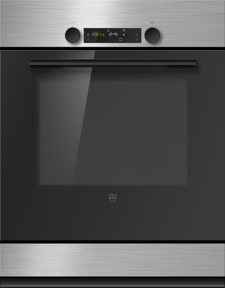 V-ZUG Forno Combair V600, Standard di larghezza: 60 cm, Norma per l'altezza: 76.2 cm, ChromeClass, Maniglia: Nero, Installazione nell’armadio inferiore, interruttore girevole, V-ZUG-Home, Cassetto riscaldabile dell'apparecchio