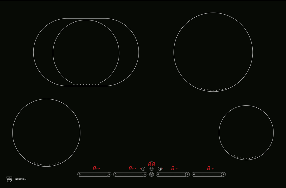 V-ZUG Plan de cuisson Induction GK46TIABSF, encastrement a fleur, BlackDesign