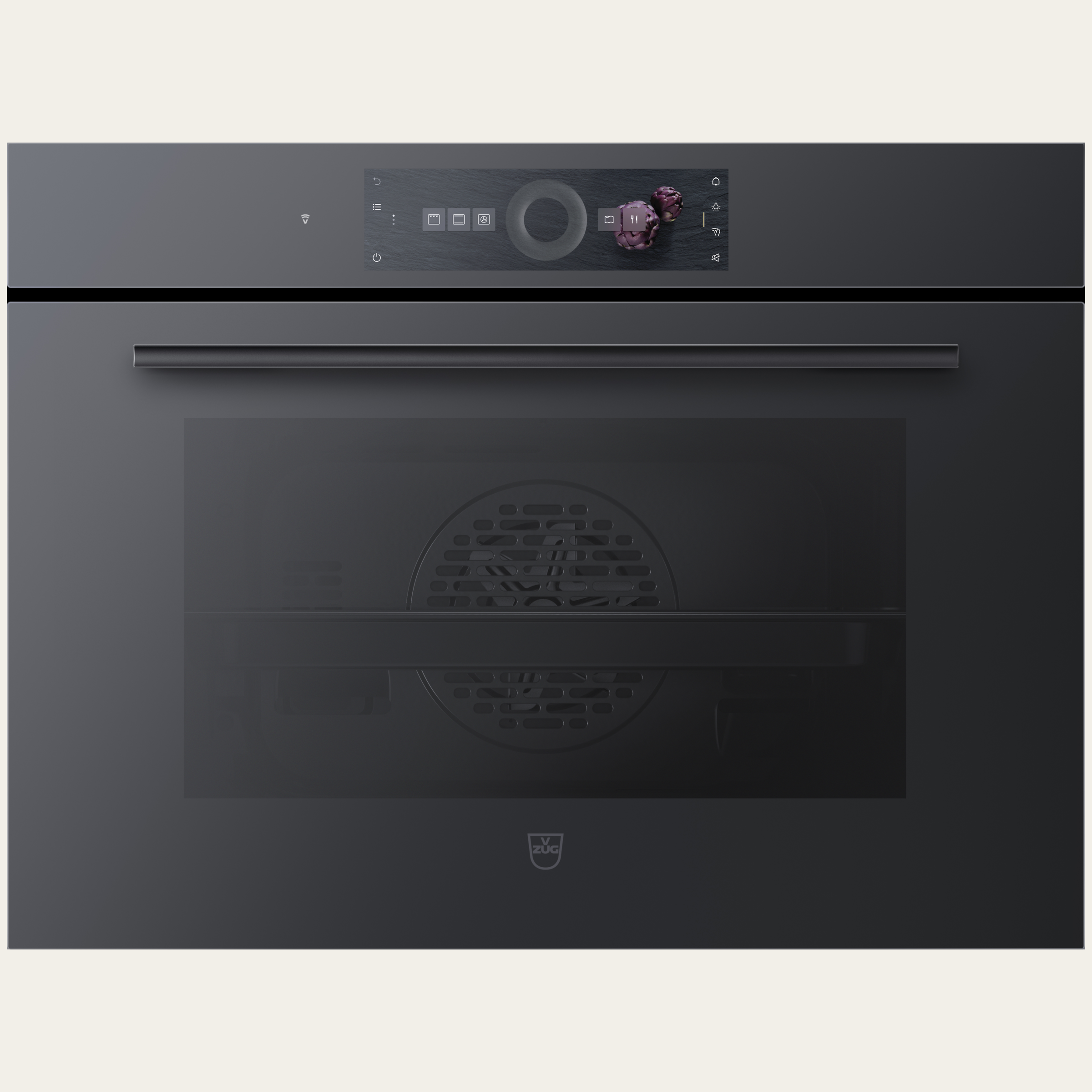 V-ZUG Backofen Combair V6000 45P, Breitennorm: 60 cm, Höhennorm: 45 cm, Spiegelglas Schwarz, Touchscreen mit CircleSlider, V-ZUG-Home, Pyrolytische Selbstreinigung