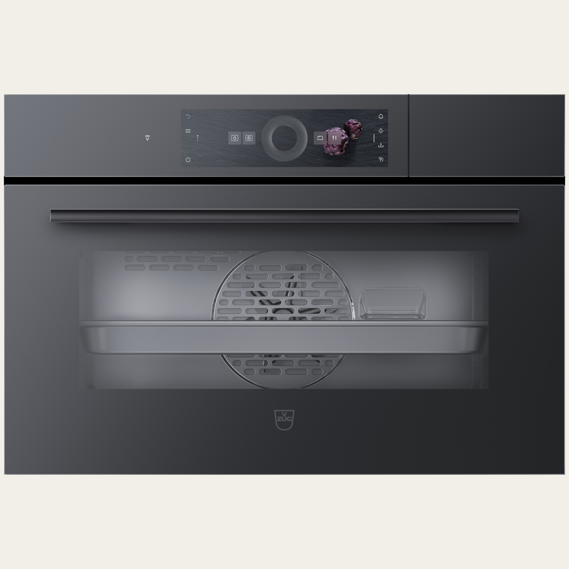 V-ZUG Steamer CombiSteamer V6000 38C, Breitennorm: 55 cm, Höhennorm: 38.1 cm, Spiegelglas Schwarz, Touchscreen mit CircleSlider, V-ZUG-Home