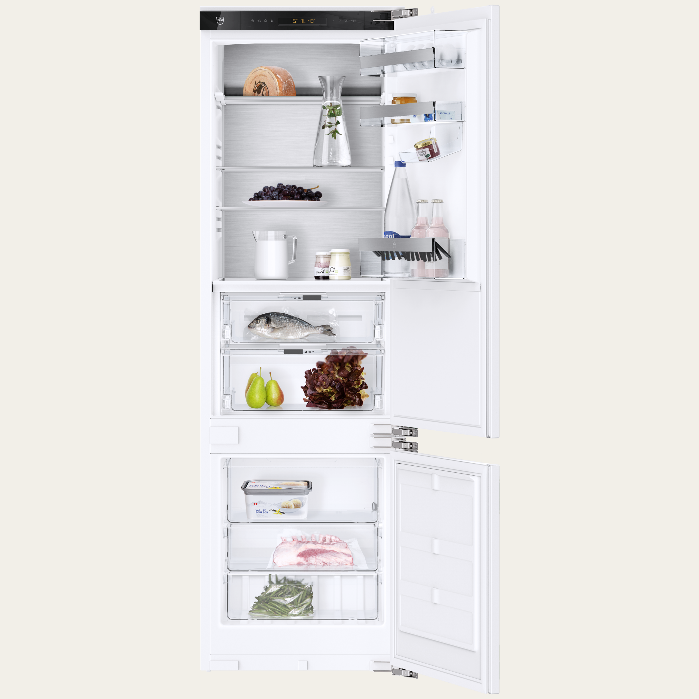 V-ZUG Refrigerator/freezer CombiCooler V4000 178KNI, Standard width: 60 cm, Standard height: 177.8 cm, Fully integratable, Door hinge: Right,Energy efficiency class: C, TouchControl, NoFrost