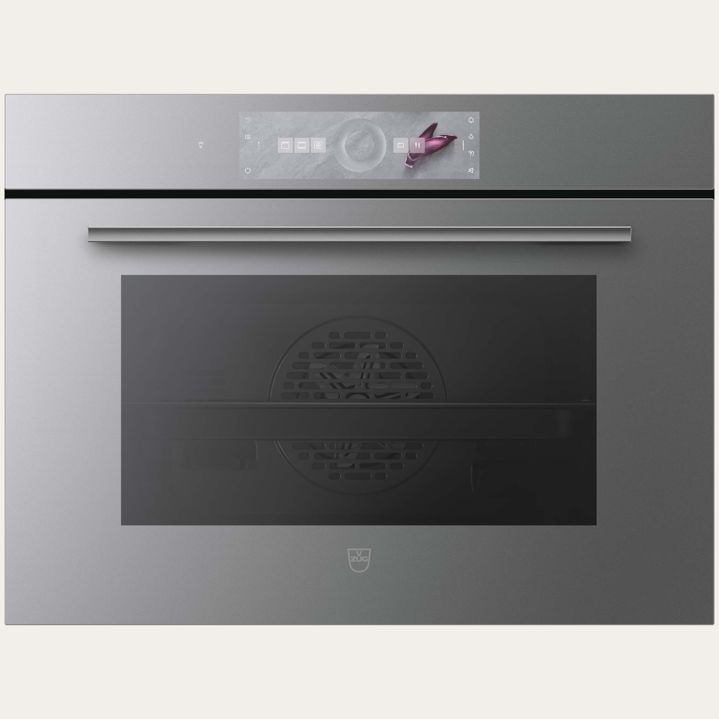 V-ZUG Backofen Combair V4000 45, Breitennorm: 60 cm, Höhennorm: 45 cm, Spiegelglas Platinum, Touchscreen mit CircleSlider, V-ZUG-Home, TopClean