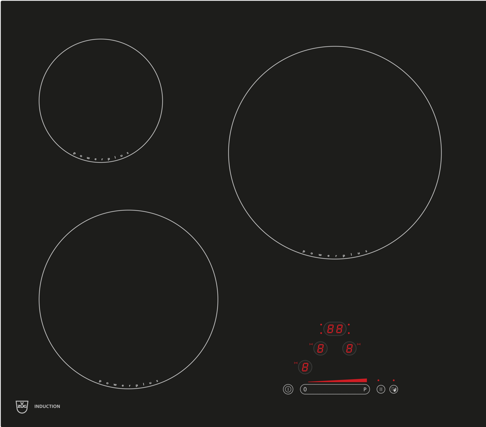 V-ZUG Plan de cuisson Induction GK36TISF, encastrement a fleur, BlackDesign