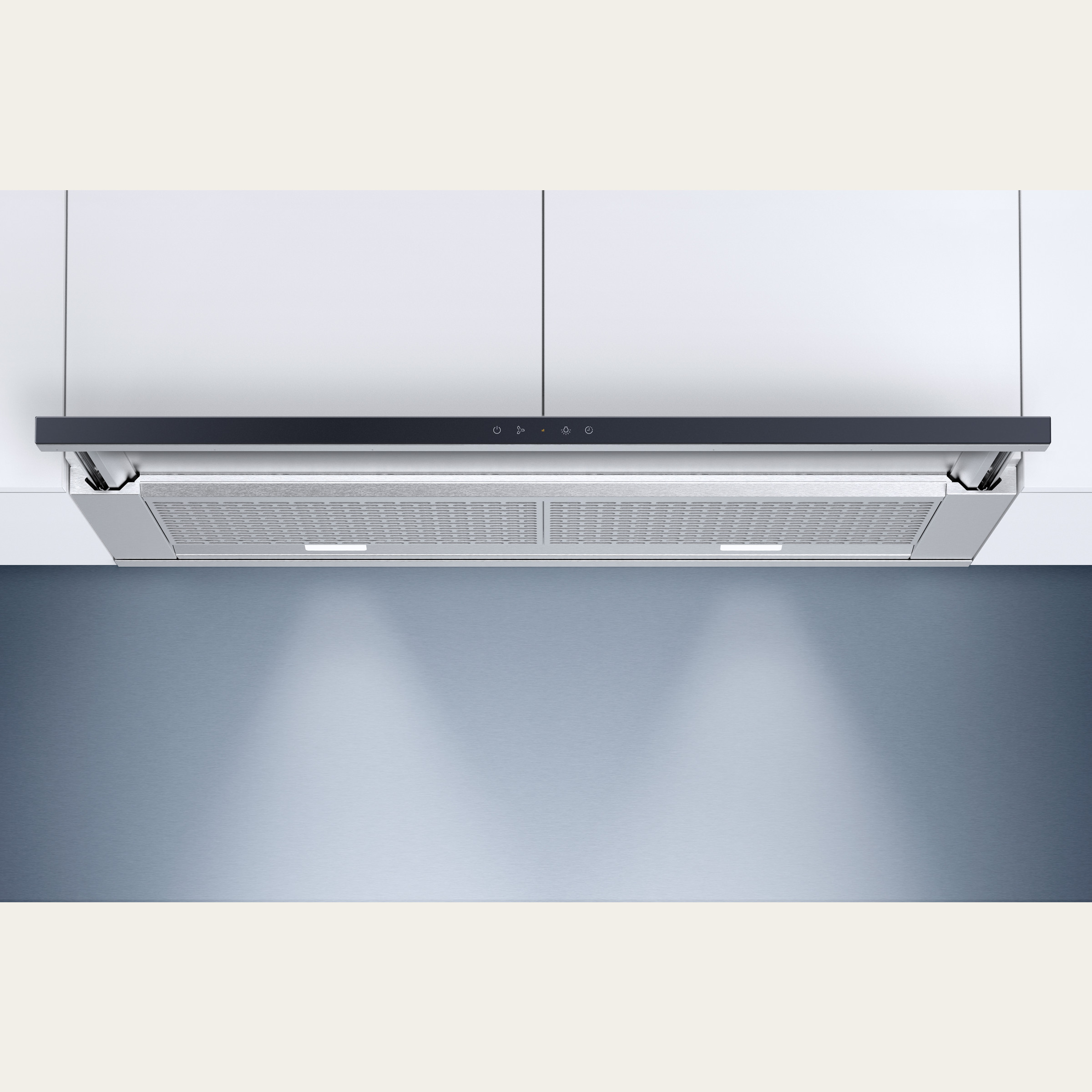 V-ZUG Range hood, AiroClearCabinet V6000, Standard width: 90.0 cm, Black glass, OptiLink, Energy efficiency rating: A+, recirculation air, TouchControl, integrated range hood