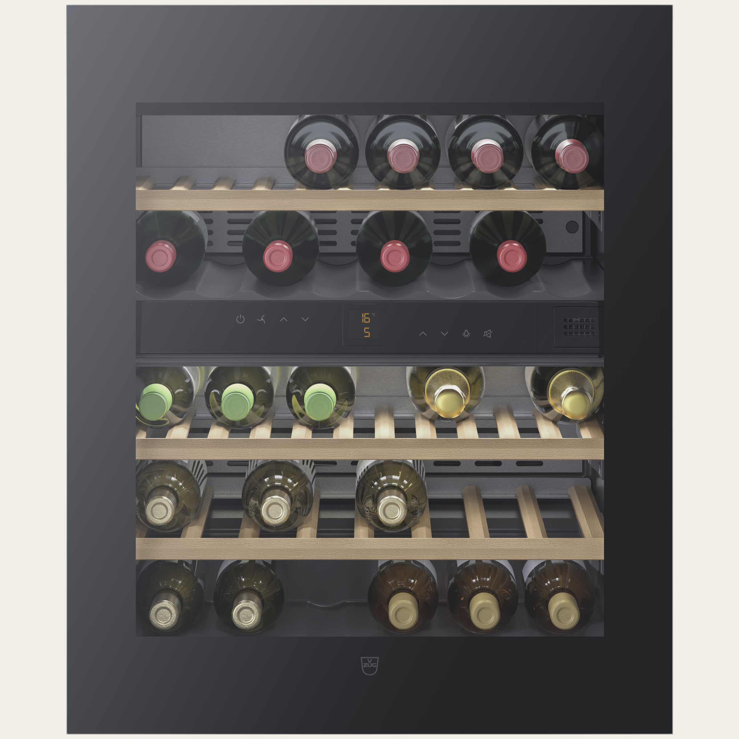 V-ZUG Refrigerator Winecooler UCSL 60, Standard width: 60 cm, Standard height: 82 cm, Mirror glass black,Door hinge: Right, TouchControl, Energy efficiency rating: G, Energy efficiency rating: A
