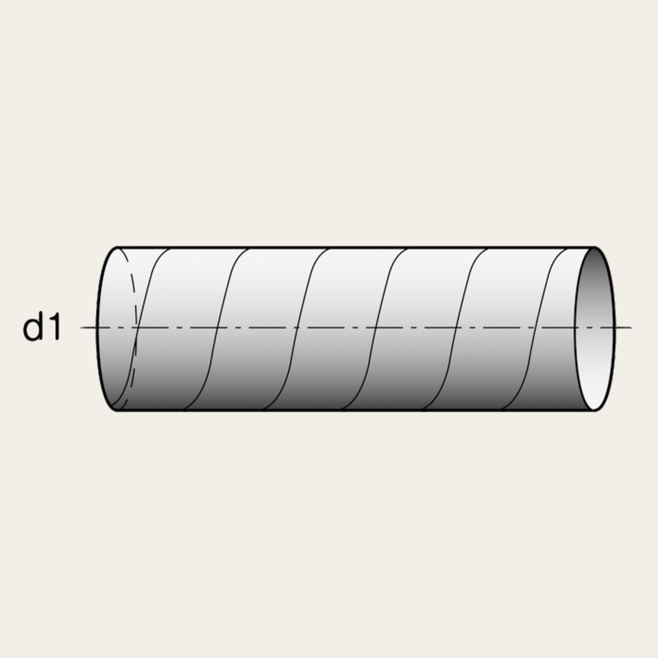 Helically wound tube or pipe, 3 meter, ø 125 mm