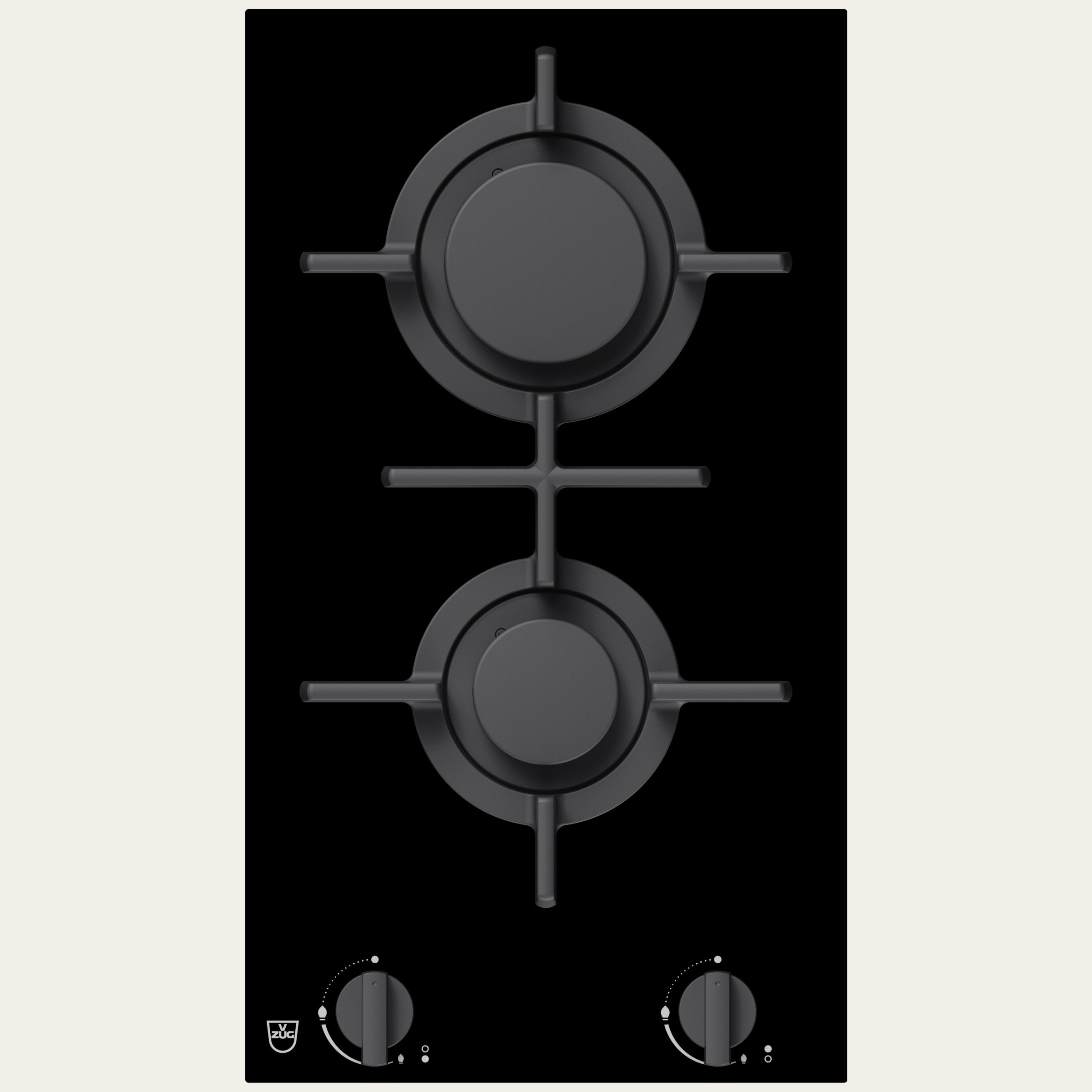 V-ZUG Hob GAS321GK, gas, Standard width: 30 cm, BlackDesign, DualDesign, dial, Cooking zones: 2