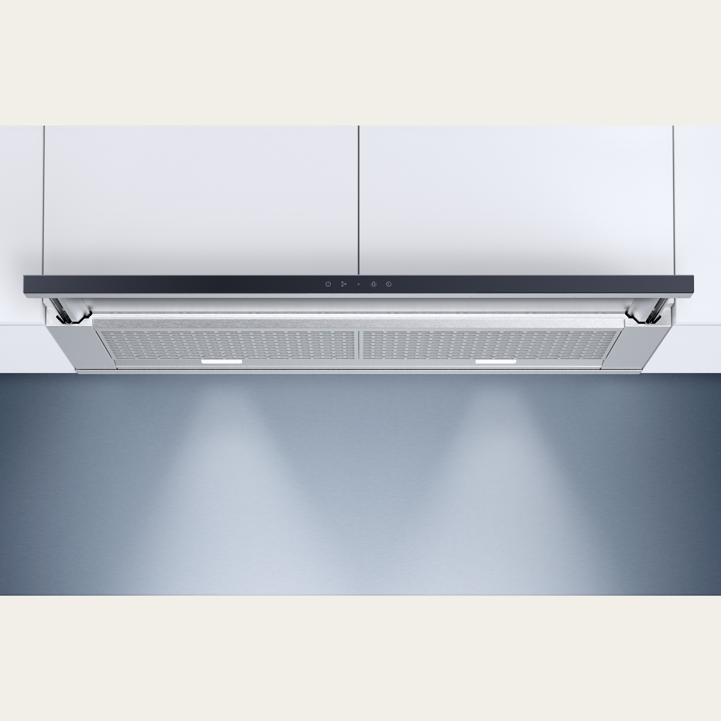 V-ZUG Range hood, AiroClearCabinet V6000, Standard width: 55.0 cm, Black glass, OptiLink, Energy efficiency rating: A+, Extracted air, TouchControl, integrated range hood