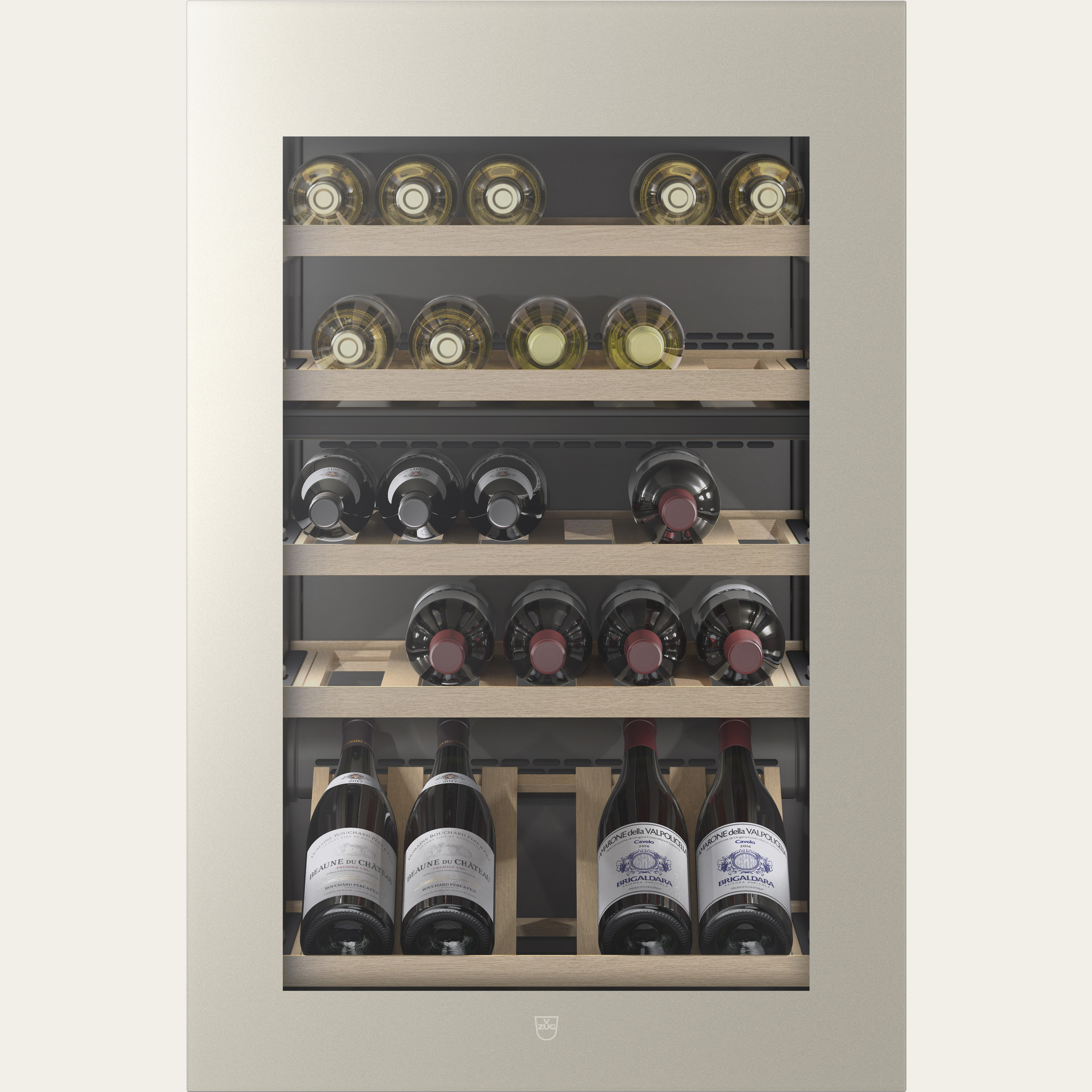 V-ZUG Refrigerator/freezer, WineCooler V4000 90, Standard width: 60 cm, Standard height: 90.6 cm, Pearl mirror glass, Door hinge: Left, Energy efficiency rating: D, TouchControl