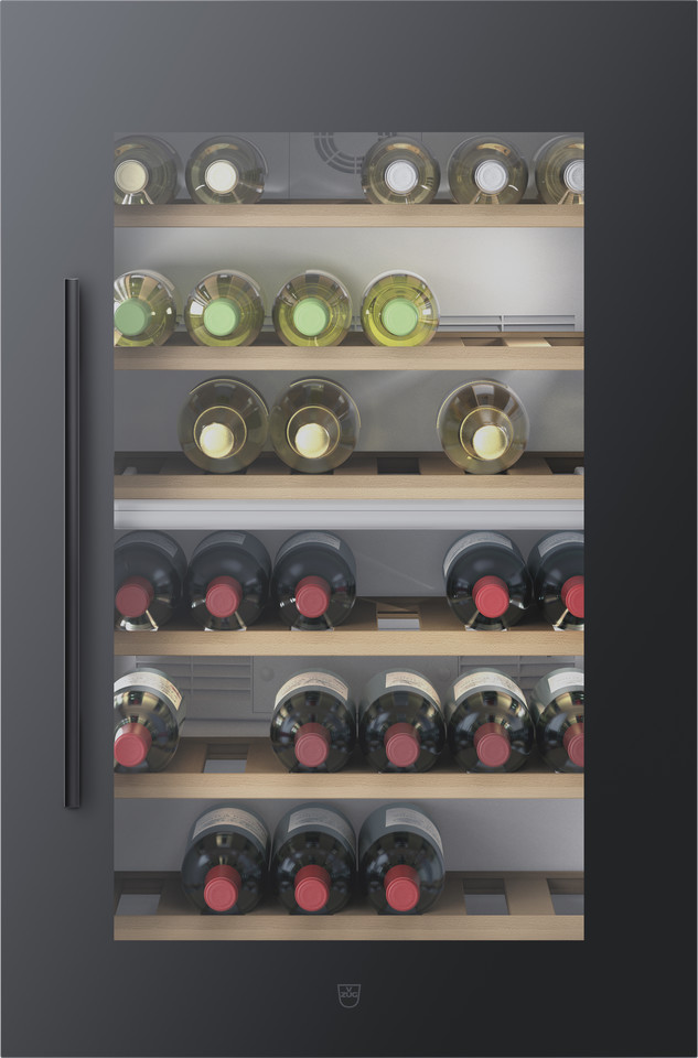 V-ZUG Kühl-/Gefriergerät Winecooler 90 SL 60, Breitennorm: 60 cm, Höhennorm: 90.6 cm, Spiegelglas Schwarz, Türanschlag: rechts, Energieeffizienzklasse: G, Drucktasten