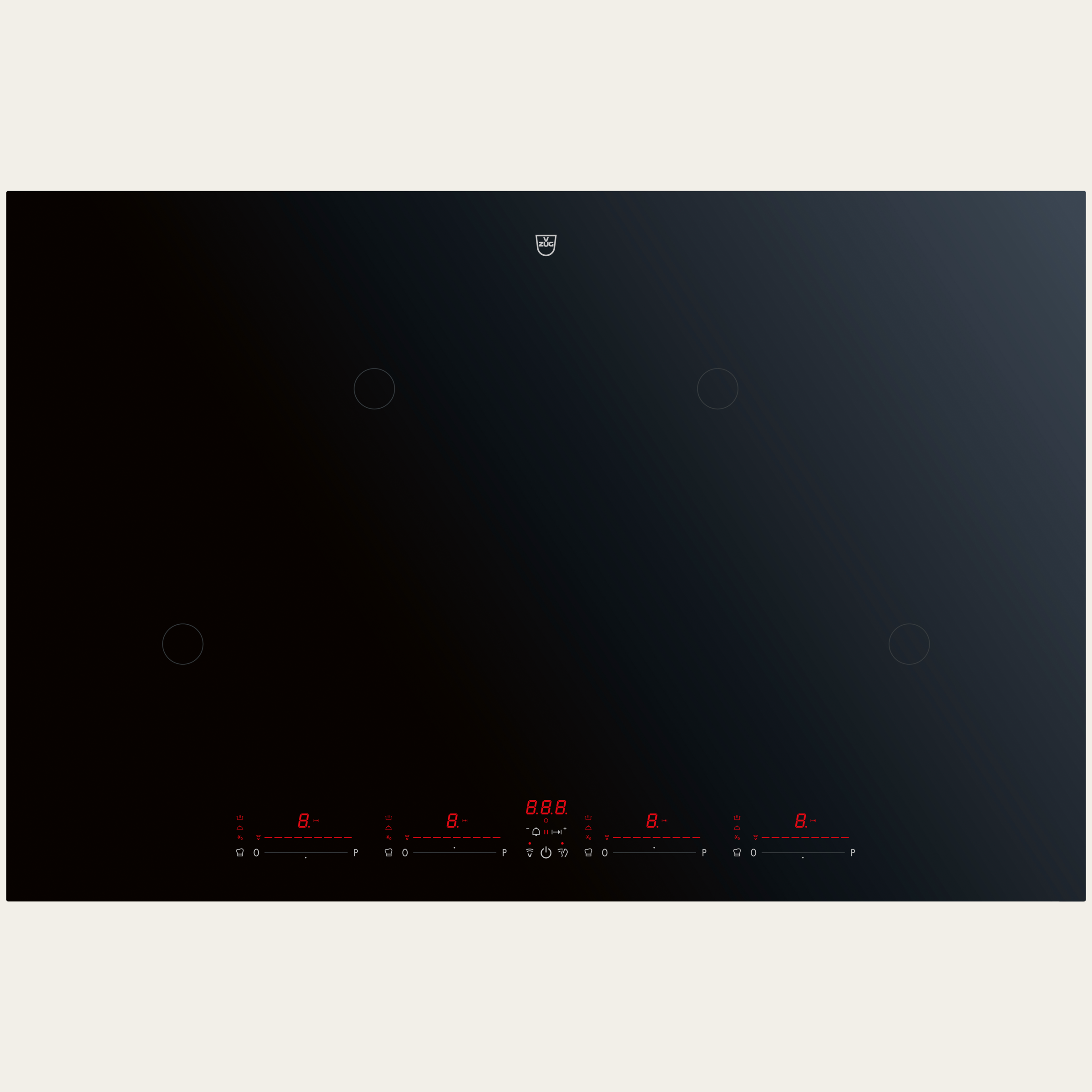 V-ZUG Piano cottura CookTop V4000 I804, Induzione, Standard di larghezza: 80 cm, BlackDesign, OptiGlass, DualDesign, OptiLink, Più comandi a cursore / selezione diretta, Comando a cursore, Zone di cottura: 4