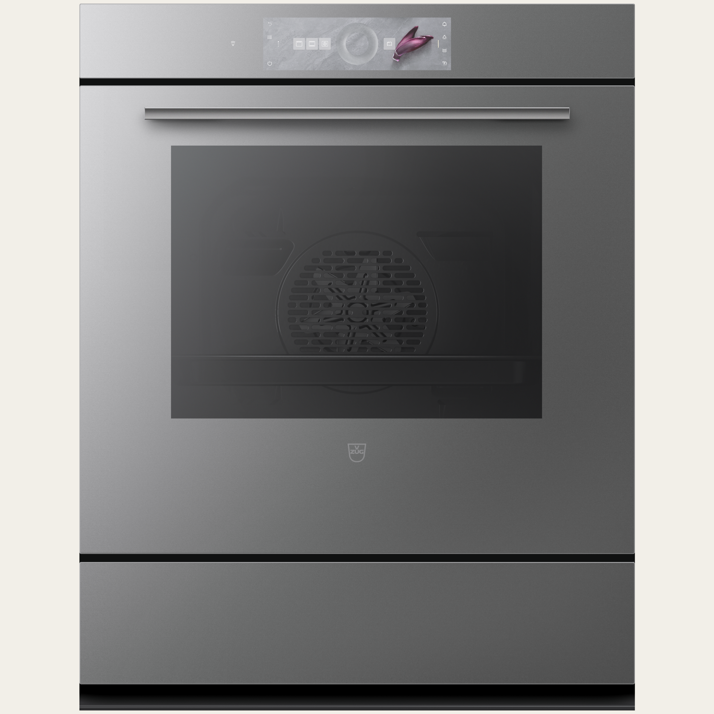 V-ZUG Backofen Combair V2000 76, Breitennorm: 60 cm, Höhennorm: 76.2 cm, Spiegelglas Platinum, Touchscreen mit CircleSlider, V-ZUG-Home, Geräteschublade beheizbar