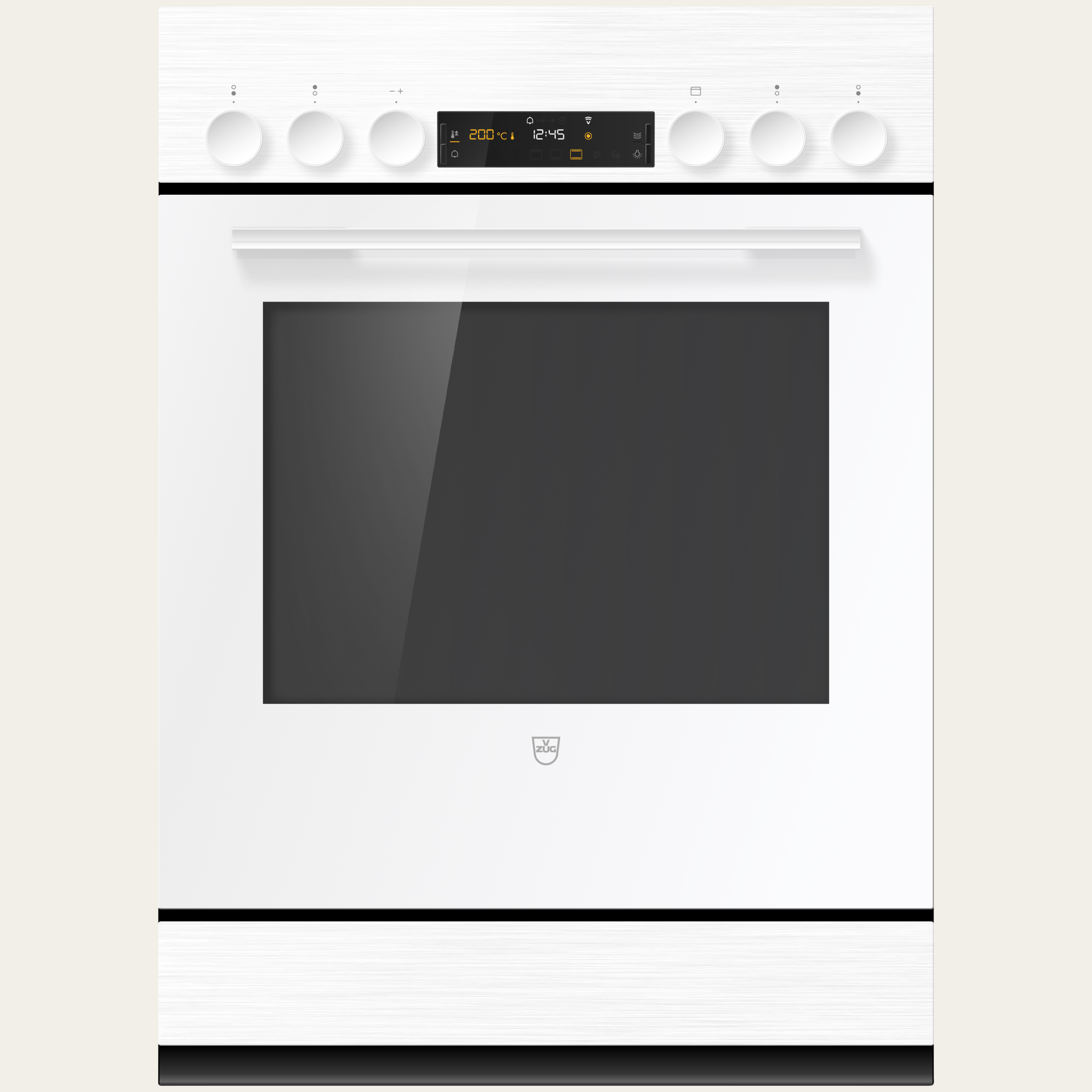 V-ZUG Cuisinière Combair V400 7UHC, Norme largeur: 55 cm, Norme de hauteur: 76.2 cm, Blanc, Poignée: blanche, commutateur rotatif, V-ZUG-Home, Tiroir à ustensiles, Nombre de zones de cuisson pouvant être commandées: 4