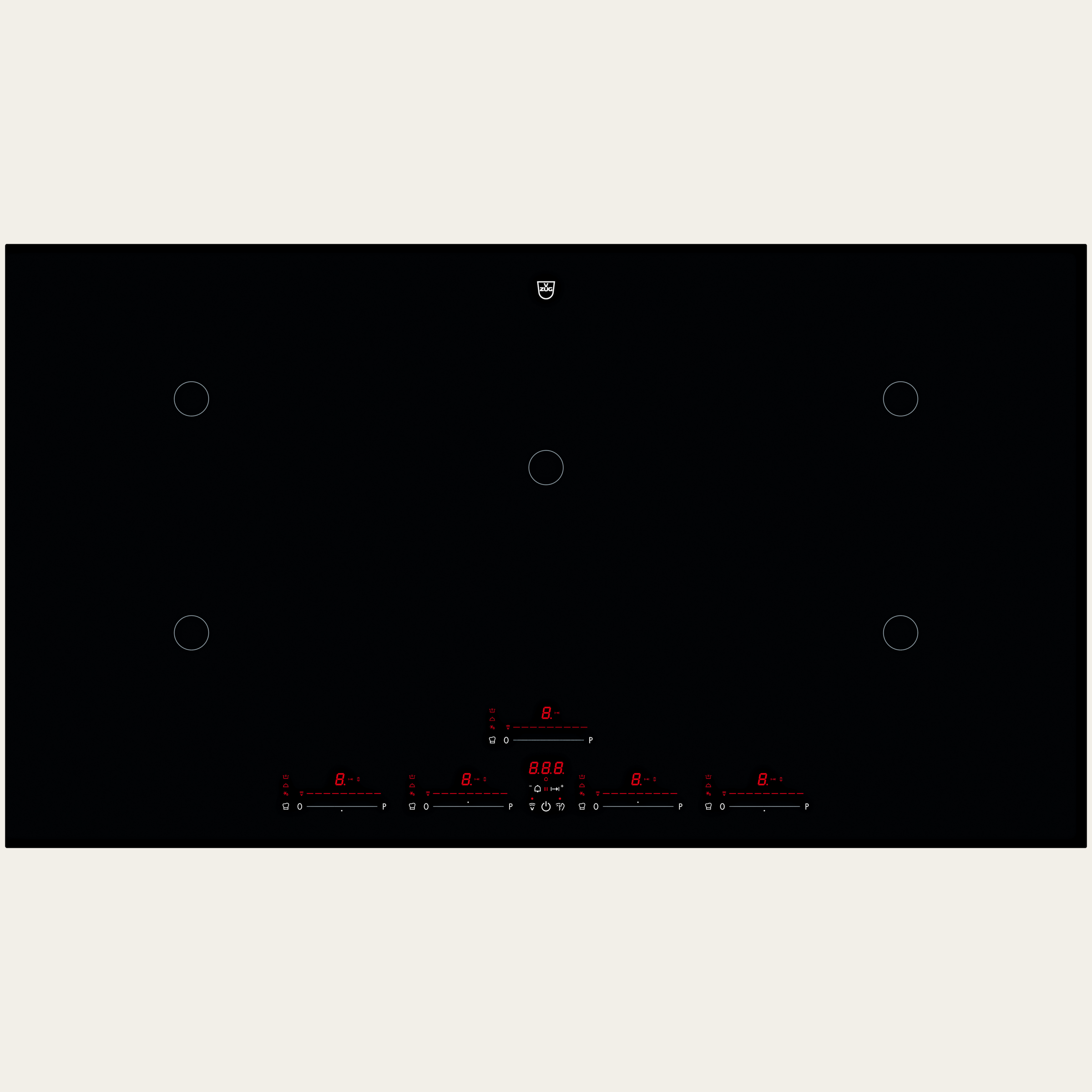V-ZUG Kochfeld CookTop V6000 I905, Induktion, Breitennorm: 90 cm, BlackDesign, OptiGlass, DualDesign, OptiLink, Multi-Slider/Direktwahl, Slider-Bedienung, Kochzonen: 5