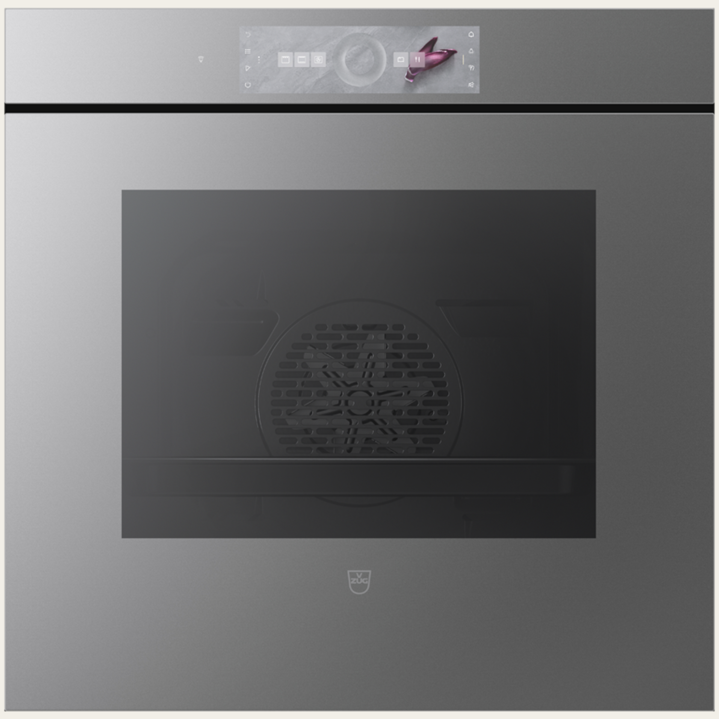 V-ZUG Oven Combair V6000 60P, Standard width: 60 cm,Standard height: 60 cm, Platinum mirror glass, Handle: Handle-free, Touchscreen with CircleSlider, V-ZUG-Home, Pyrolytic self-cleaning