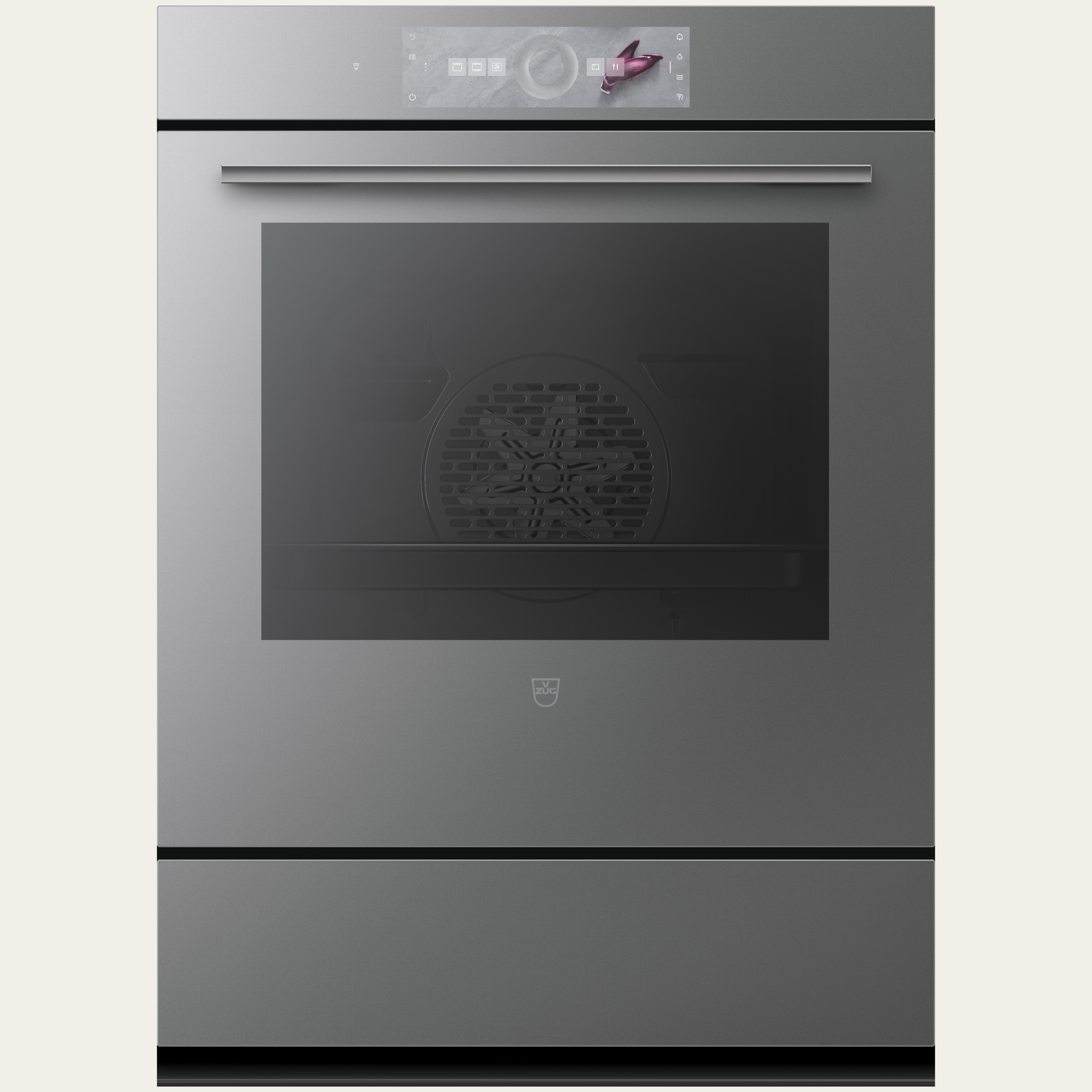 V-ZUG Oven Combair V6000 76PC, Standard width: 55 cm, Standard height: 76.2 cm, Platinum mirror glass, Touchscreen with CircleSlider, V-ZUG-Home, Heatable appliance drawer, Pyrolytic self-cleaning