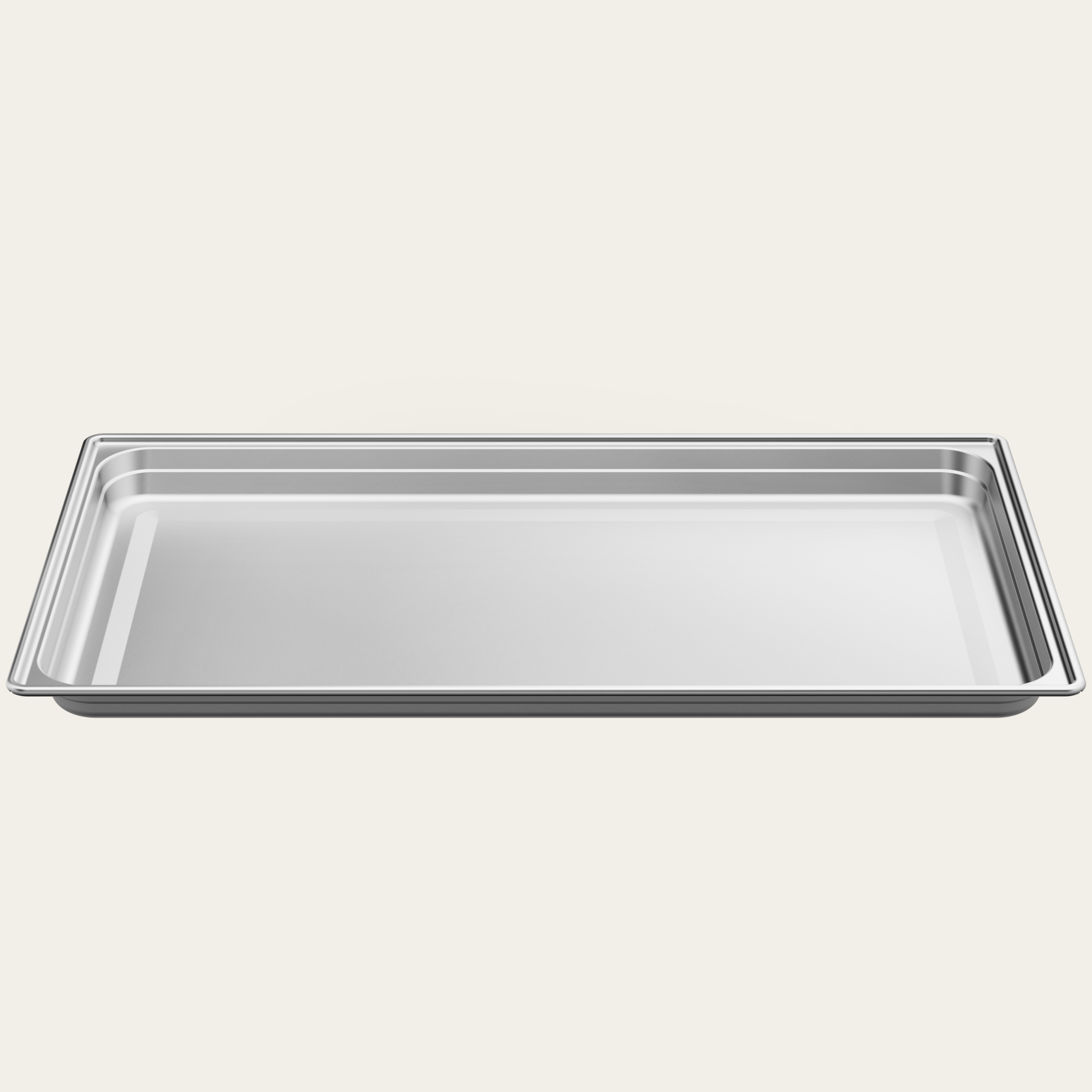 Stainless steel tray unperforated, 629 x 370 x 28 mm