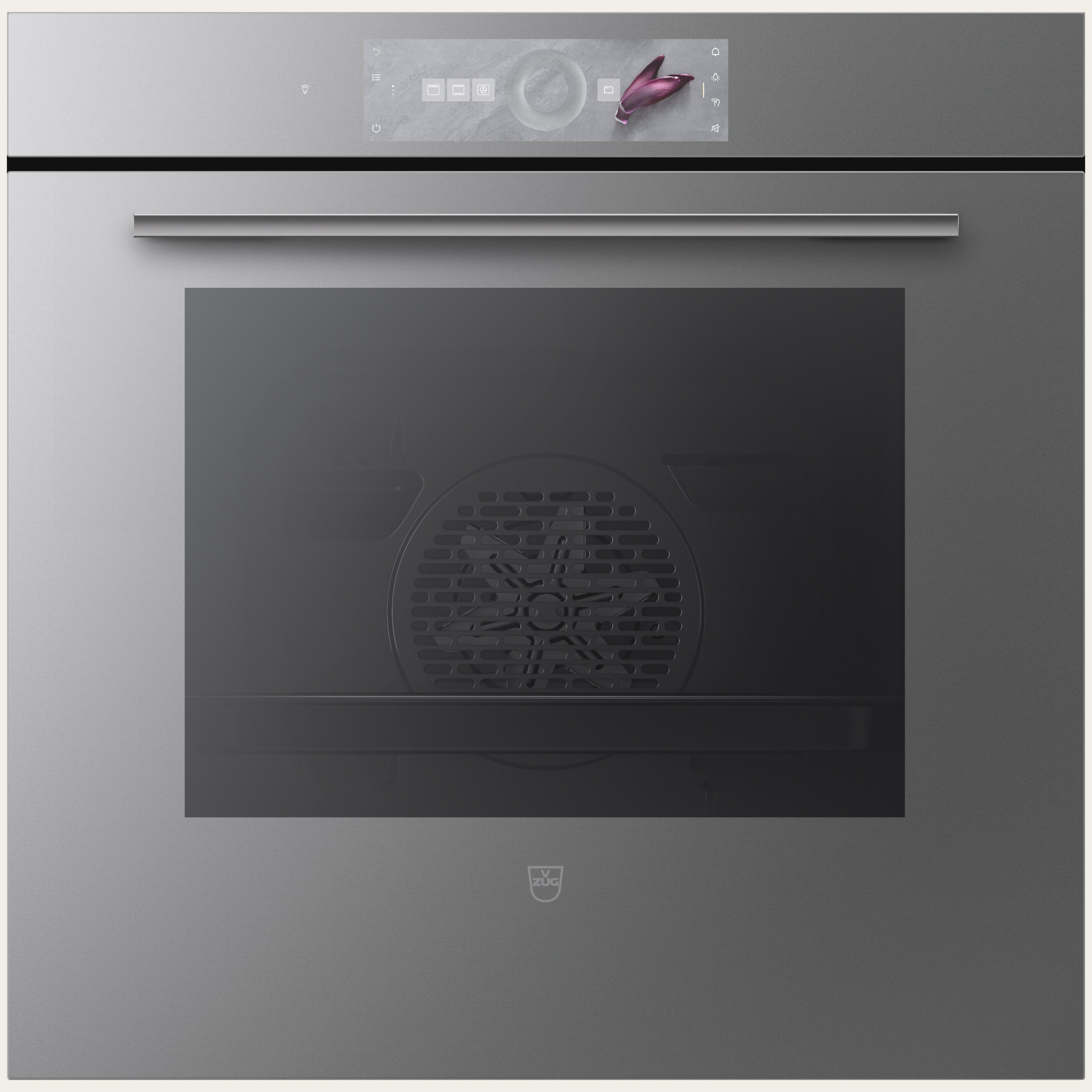 V-ZUG Backofen Combair V4000 60, Breitennorm: 60 cm,Höhennorm: 60 cm, Spiegelglas Platinum, Touchscreen mit CircleSlider, V-ZUG-Home, TopClean