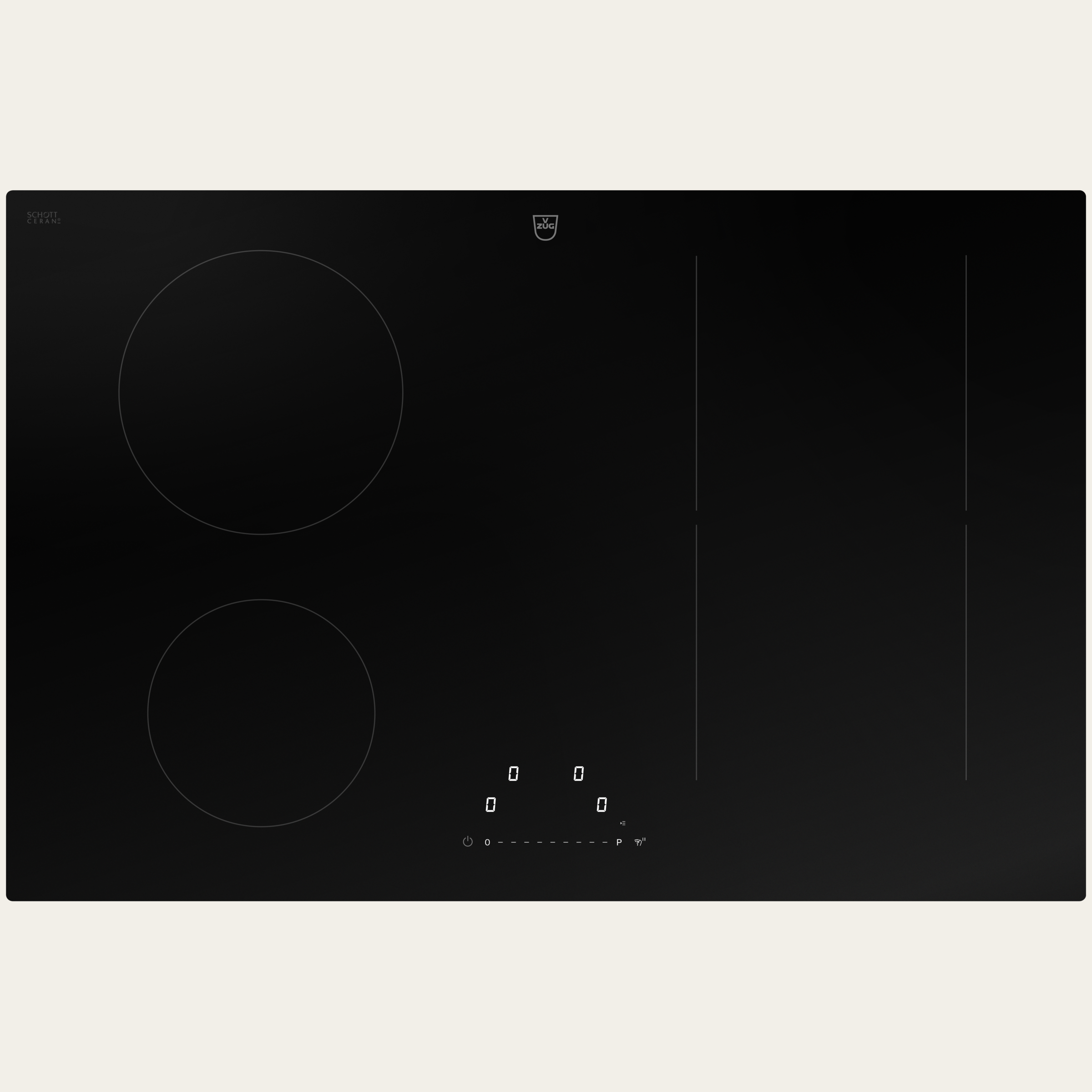 V-ZUG Hob CookTop V2000 I804, Induction, Standard width: 80 cm, BlackDesign, DualDesign, OptiLink, Single slider, Slider control, Cooking zones: 4