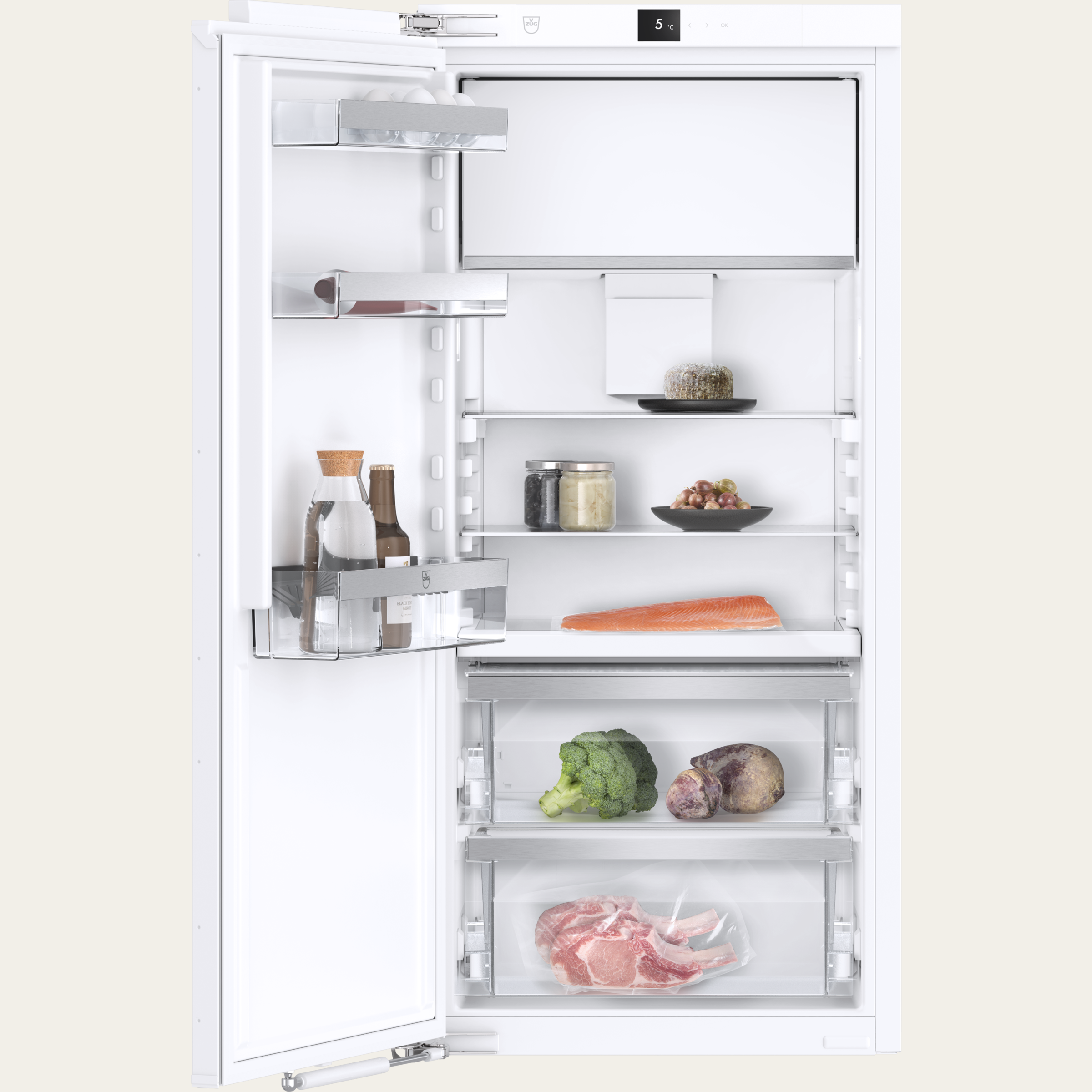 V-ZUG Frigorifero/congelatore Cooler V2000 122KG, Standard di larghezza: 60 cm, Norma per l'altezza: 122.1 cm, Totalmente integrabile, Cerniera: A sinistra, Classe di efficienza energetica: D
