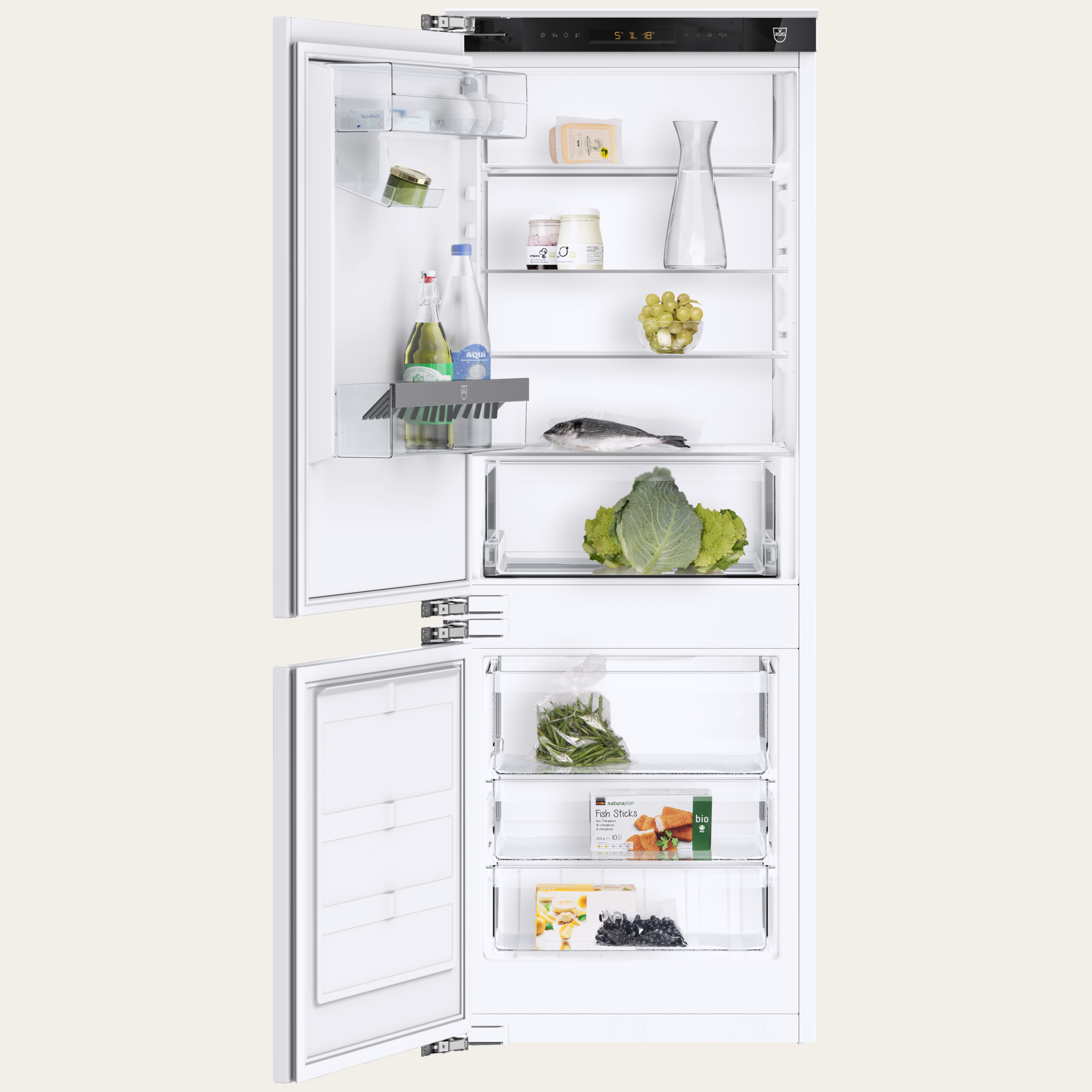 V-ZUG Refrigerators, CombiCooler V2000 152NI, Standard width: 60 cm, Standard height: 152.4 cm, Fully integratable, Door hinge: Left, TouchControl, NoFrost