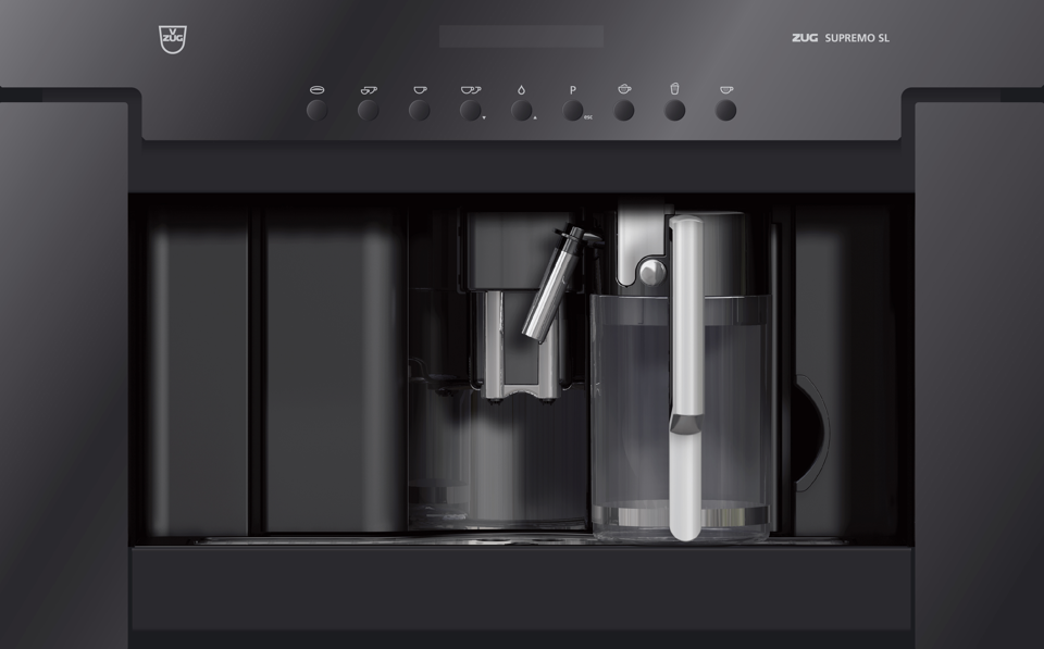 V-ZUG Coffee-Center Supremo SL, Black Glass, height 38 cm