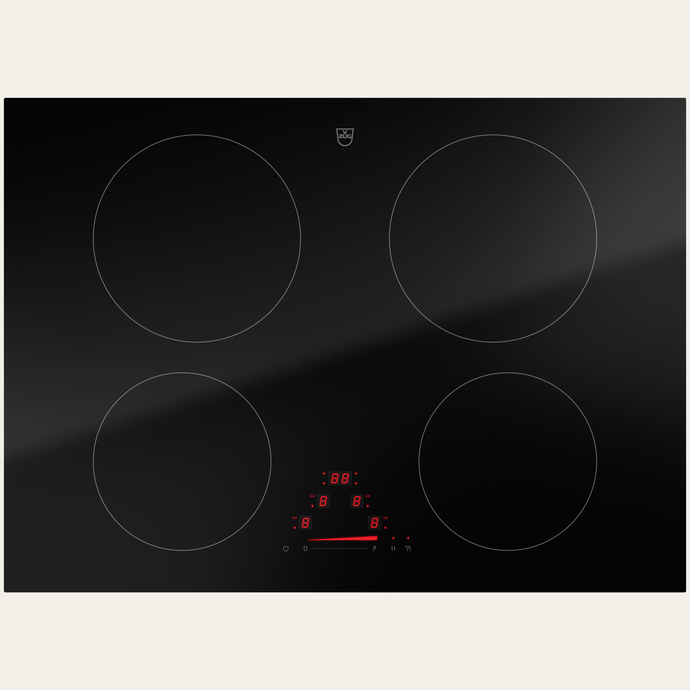 V-ZUG Kochfeld CookTop V2000 I704, Induktion, Breitennorm: 70 cm, BlackDesign, DualDesign, Einfach-Slider, Slider-Bedienung, Kochzonen: 4