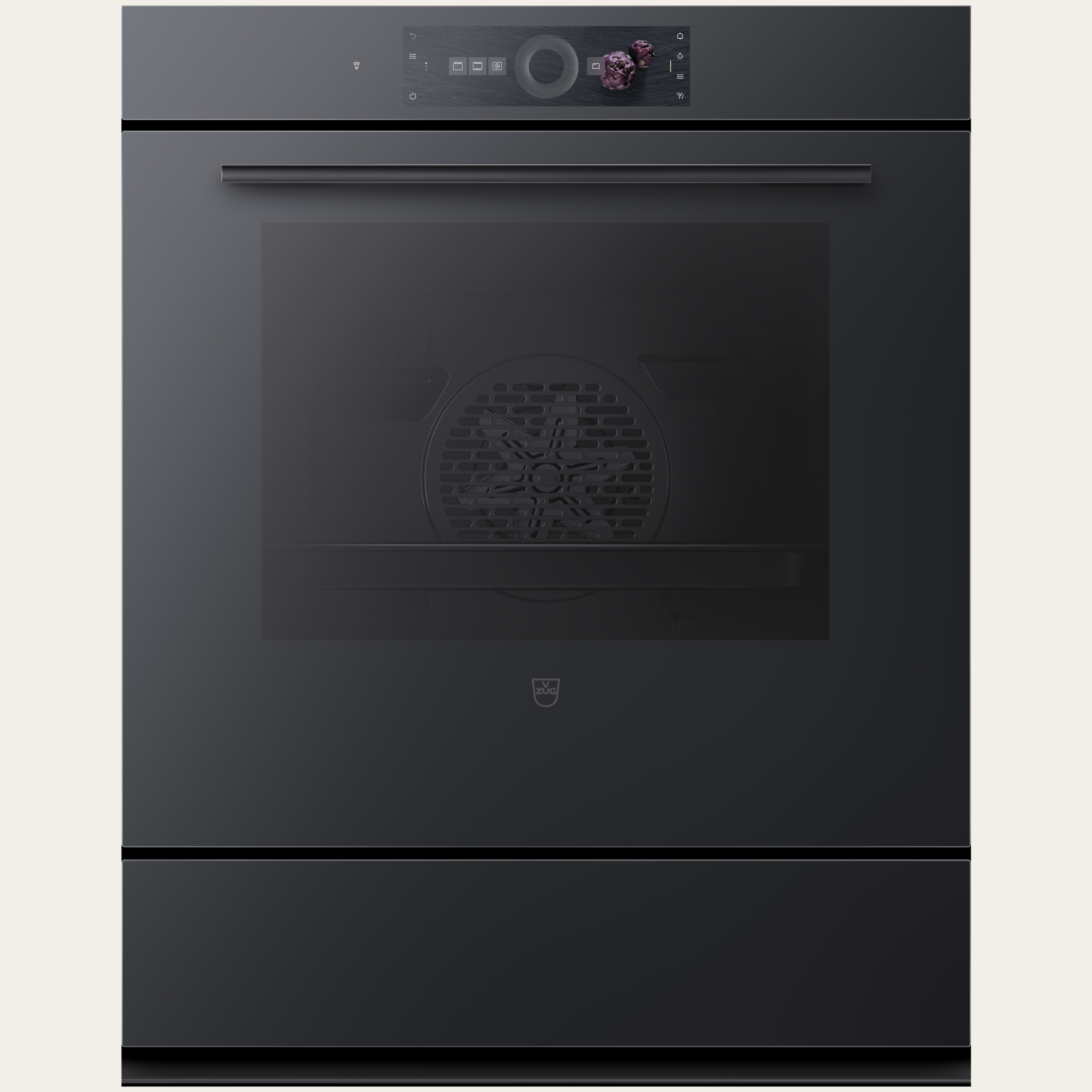 V-ZUG Backofen Combair V2000 76, Breitennorm: 60 cm, Höhennorm: 76.2 cm, Spiegelglas Schwarz, Touchscreen mit CircleSlider, V-ZUG-Home, Geräteschublade beheizbar