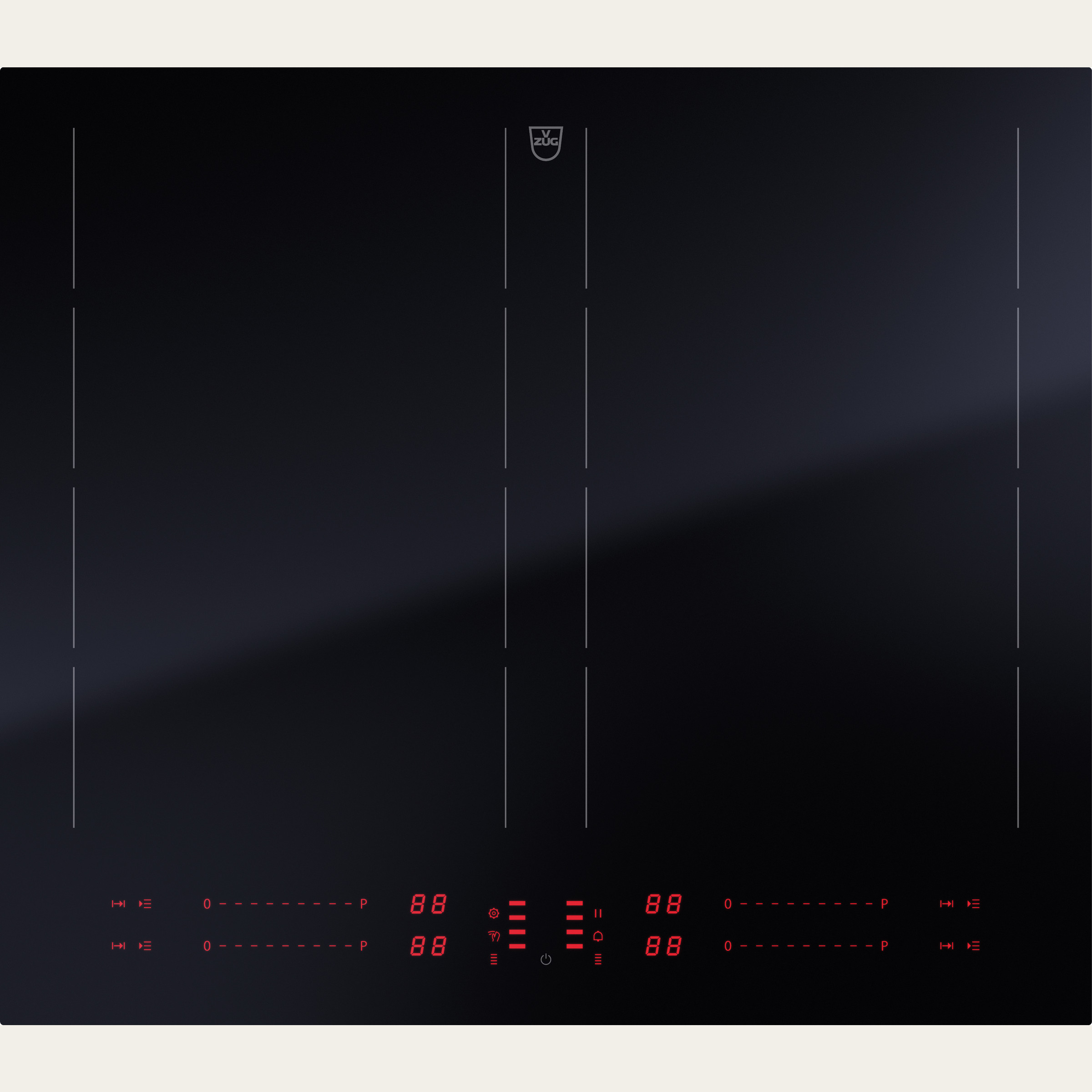 V-ZUG Hob CookTop V4000 I604, Induction, Standard width: 60 cm, BlackDesign, DualDesign, OptiLink, Multi-Slider/direct selection, Slider control, Cooking zones: 4