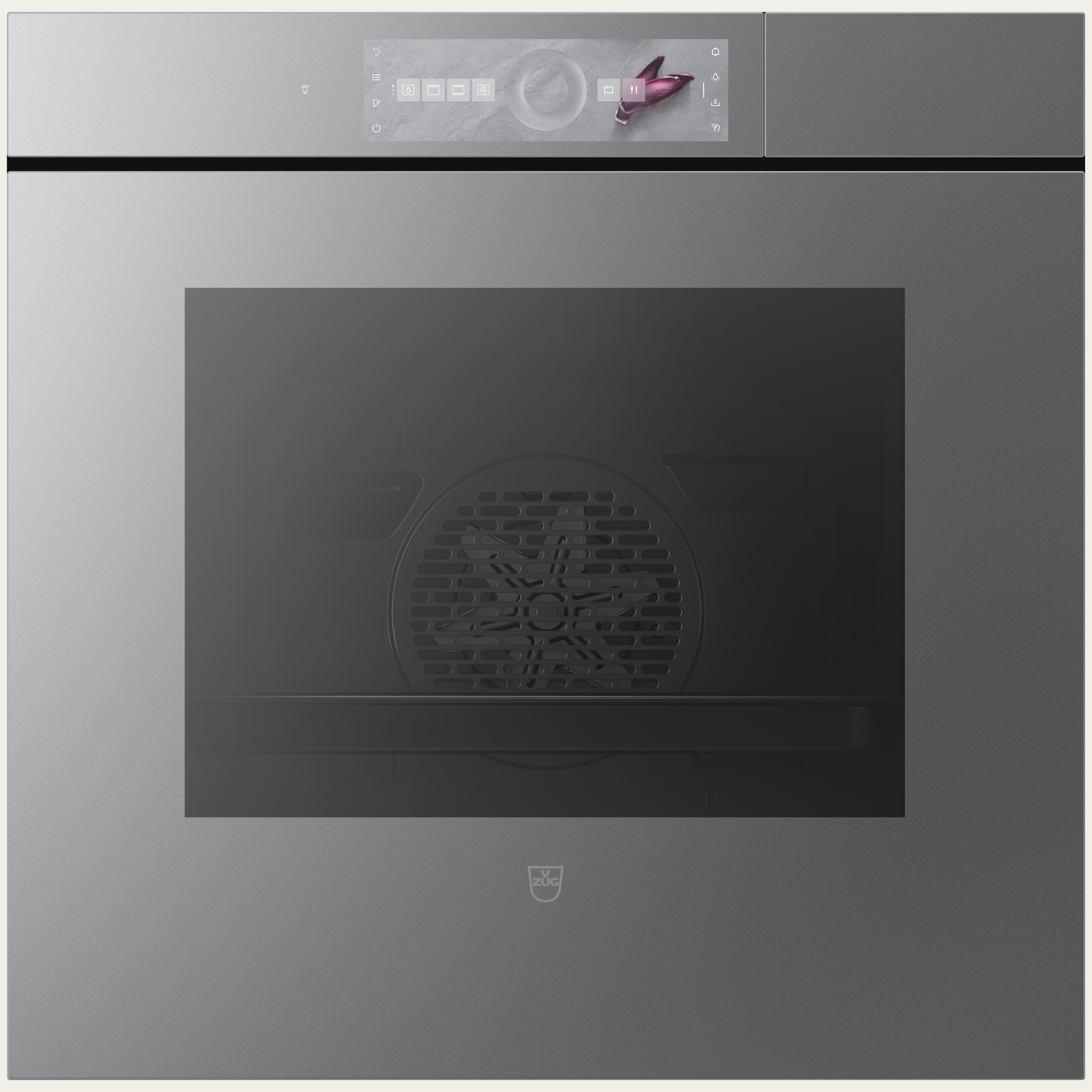 V-ZUG Stoomoven CombairSteamer V6000 60, Breedte: 60 cm, Hoogte: 60 cm, Spiegelglas Platinum, Greeploos, Aanraakscherm met CircleSlider-bediening, V-ZUG-Home