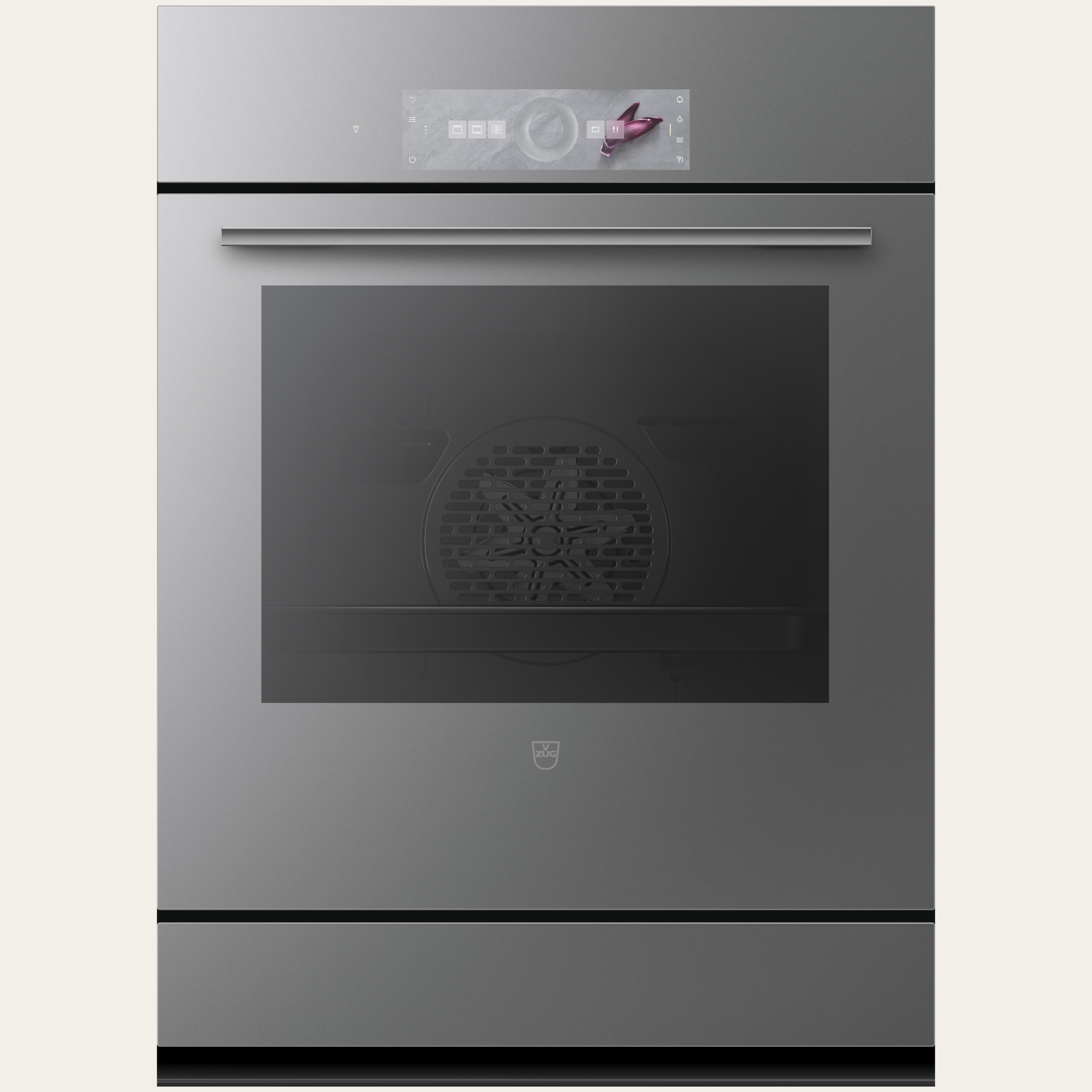 V-ZUG Oven Combair V6000 7UPC, Standard width: 55 cm, Standard height: 76.2 cm, Platinum mirror glass, Installation in floor unit, Touchscreen with CircleSlider, V-ZUG-Home, Heatable appliance drawer, Pyrolytic self-cleaning