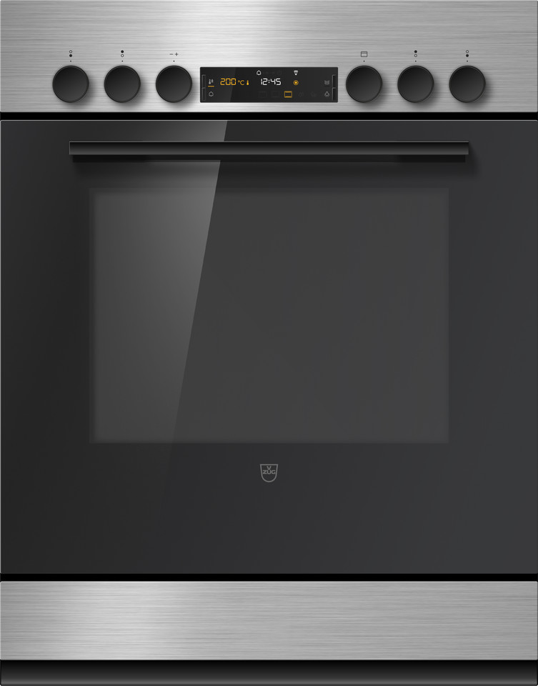V-ZUG Cucina Combair V600, Standard di larghezza: 60cm, Norma per l'altezza: 76.2 cm, ChromeClass, Maniglia: Nero, interruttore girevole, V-ZUG-Home, Cassetto riscaldabile dell'apparecchio, Numero di zone di cottura utilizzabili: 4