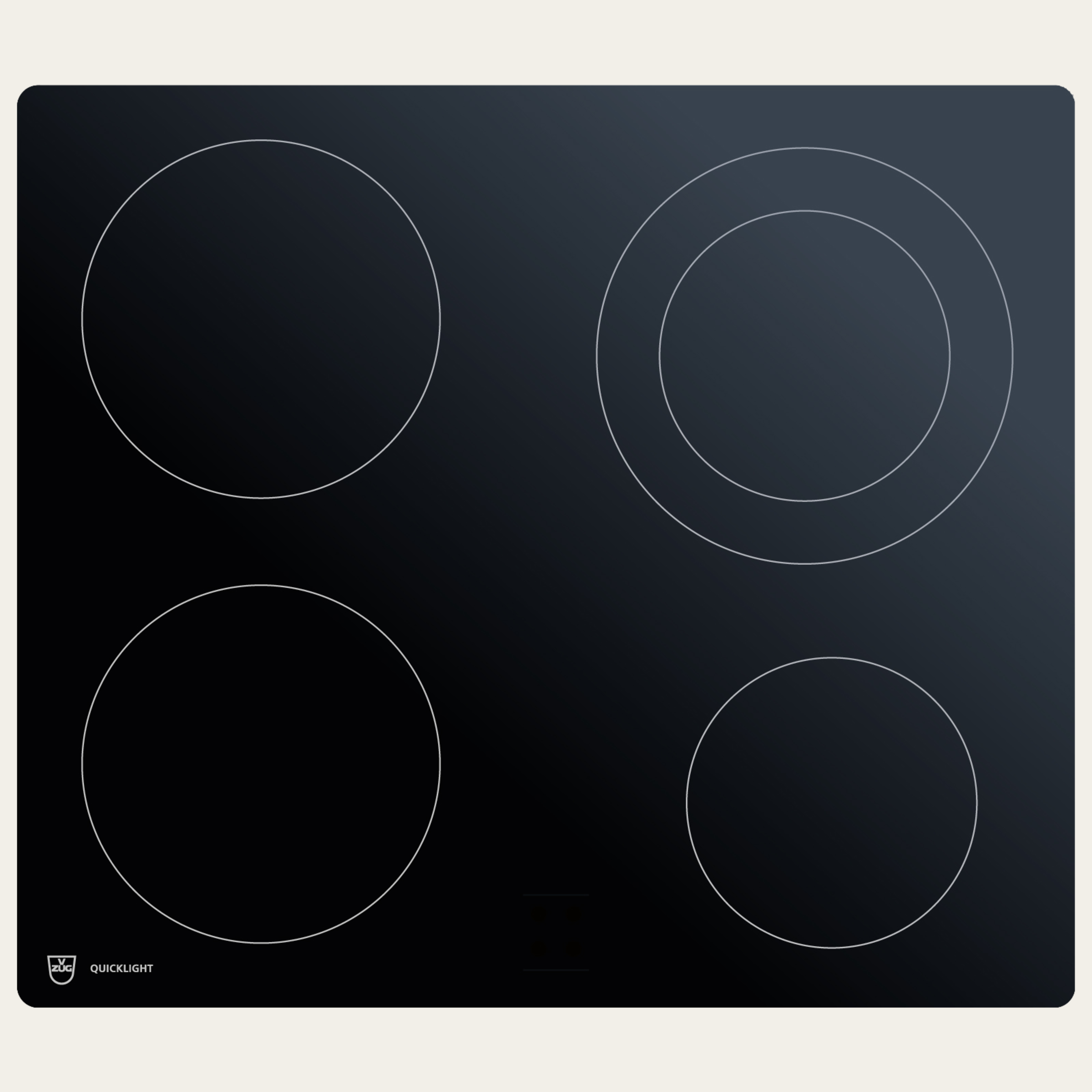 V-ZUG Hob GK43F, radiant heating element, Standard width: 60 cm, BlackDesign, Flush-fitting, External operation via cooker, Cooking zones: 4