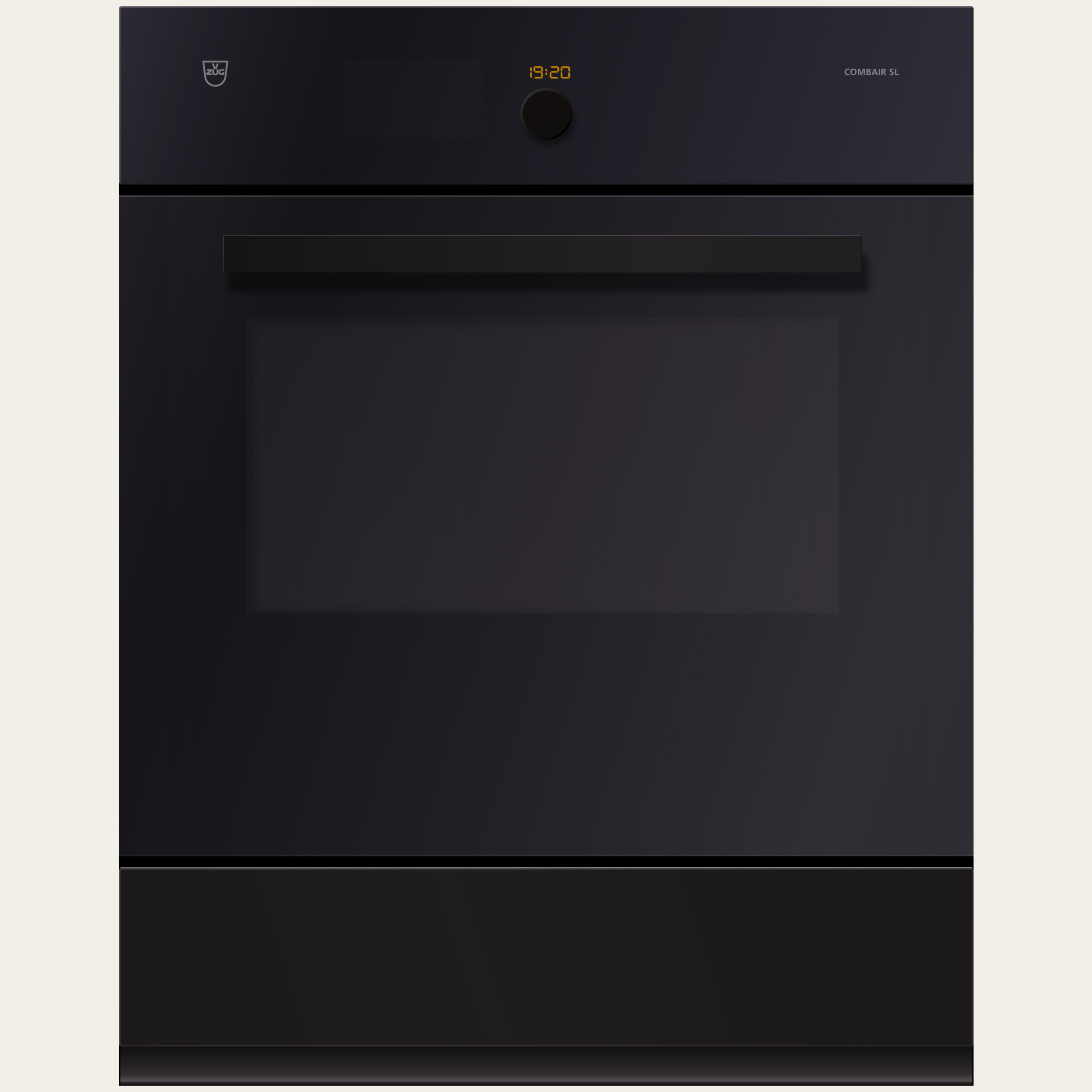 V-ZUG Backofen Combair SL, Breitennorm: 55 cm, Höhennorm: 76.2 cm, Spiegelglas Schwarz, Griff: Designgriff Nero, TouchControl und Einstellknopf, V-ZUG-Home, TopClean, Geräteschublade beheizbar