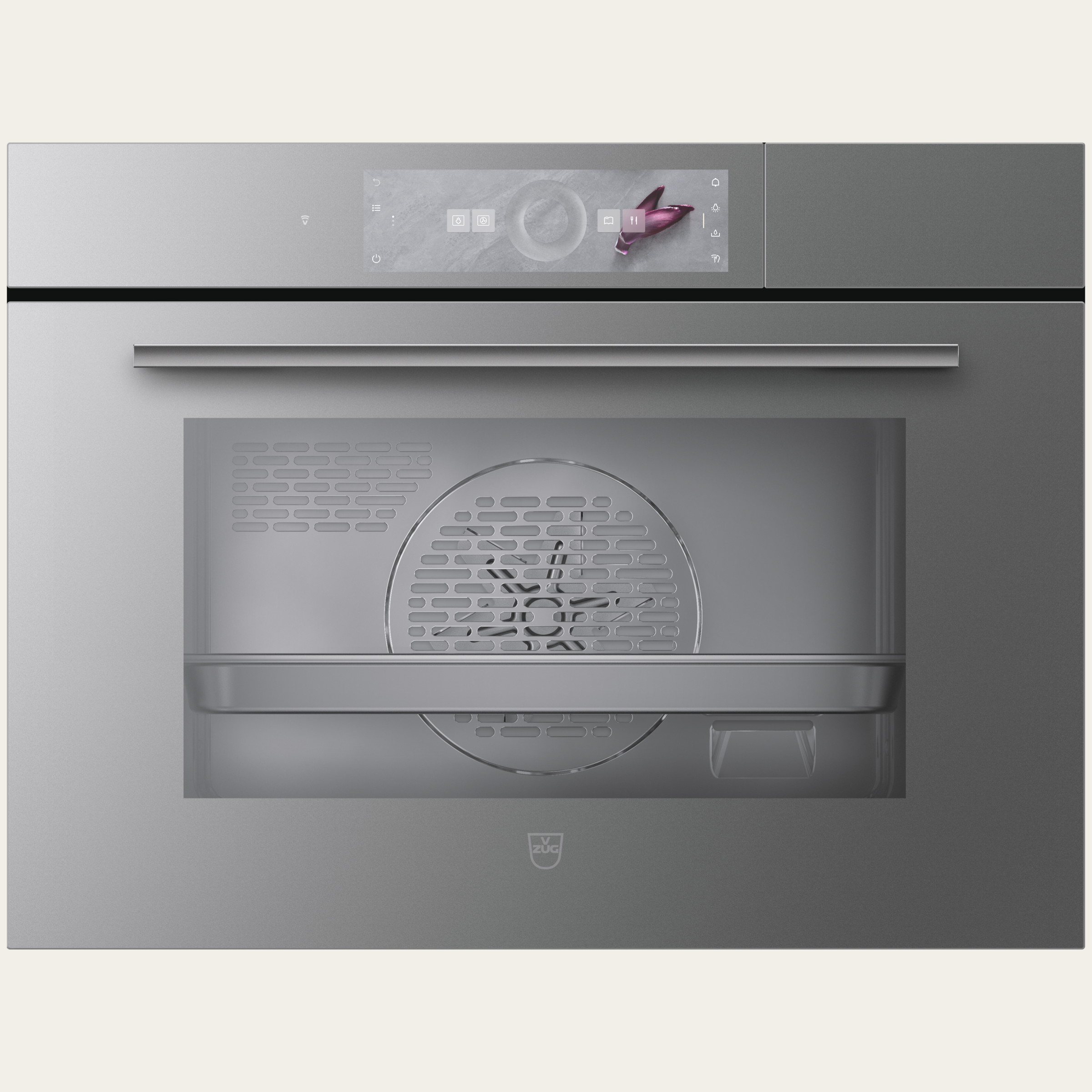 V-ZUG Forno a vapore CombiSteamer V4000 45, Standard di larghezza: 60 cm, Norma per l'altezza: 45 cm, Vetro a specchio Platinum, Touchscreen con CircleSlider, V-ZUG-Home