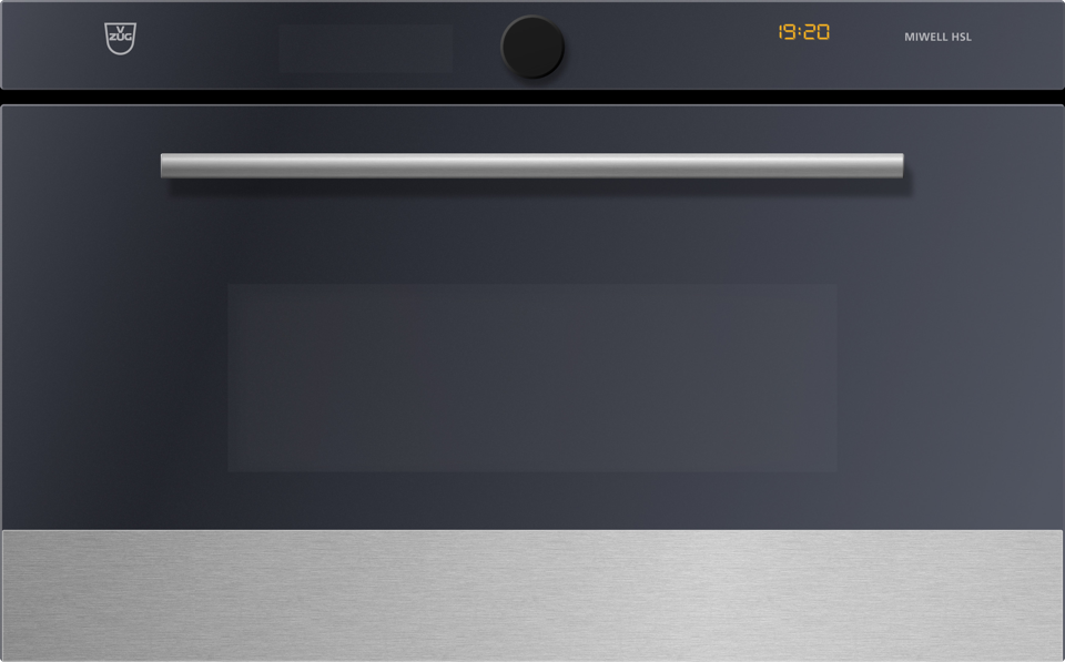 V-ZUG Miwell HSL microwave oven, width 60 cm, ChromeClass design, chrome rod handle, 230 V